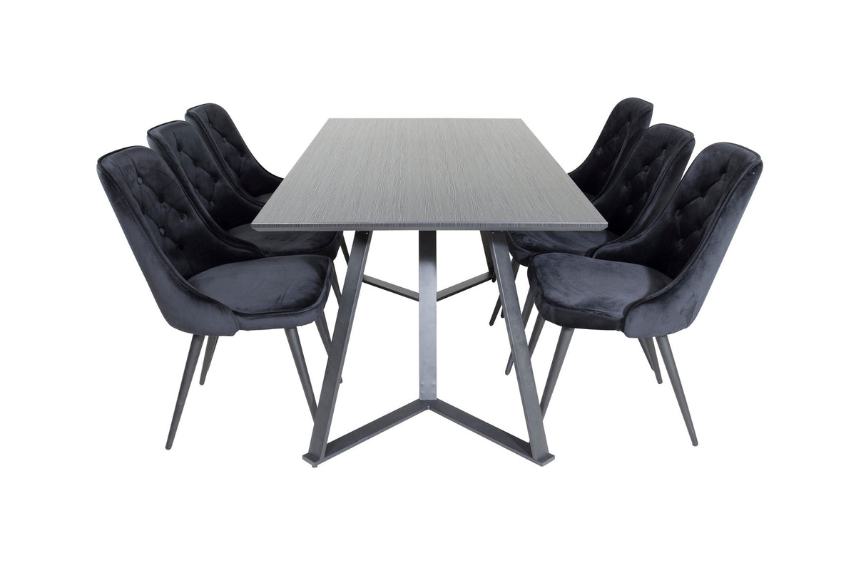 Marina Esszimmerset Velvet 180cm/6St. in Schwarz präsentiert im Onlineshop von KAQTU Design AG. Esszimmerset ist von Venture Home