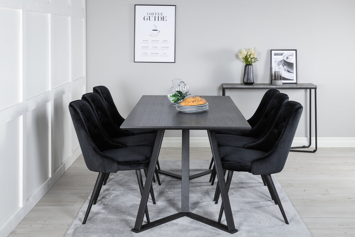 Marina Esszimmerset Velvet 180cm/6St. in Schwarz präsentiert im Onlineshop von KAQTU Design AG. Esszimmerset ist von Venture Home