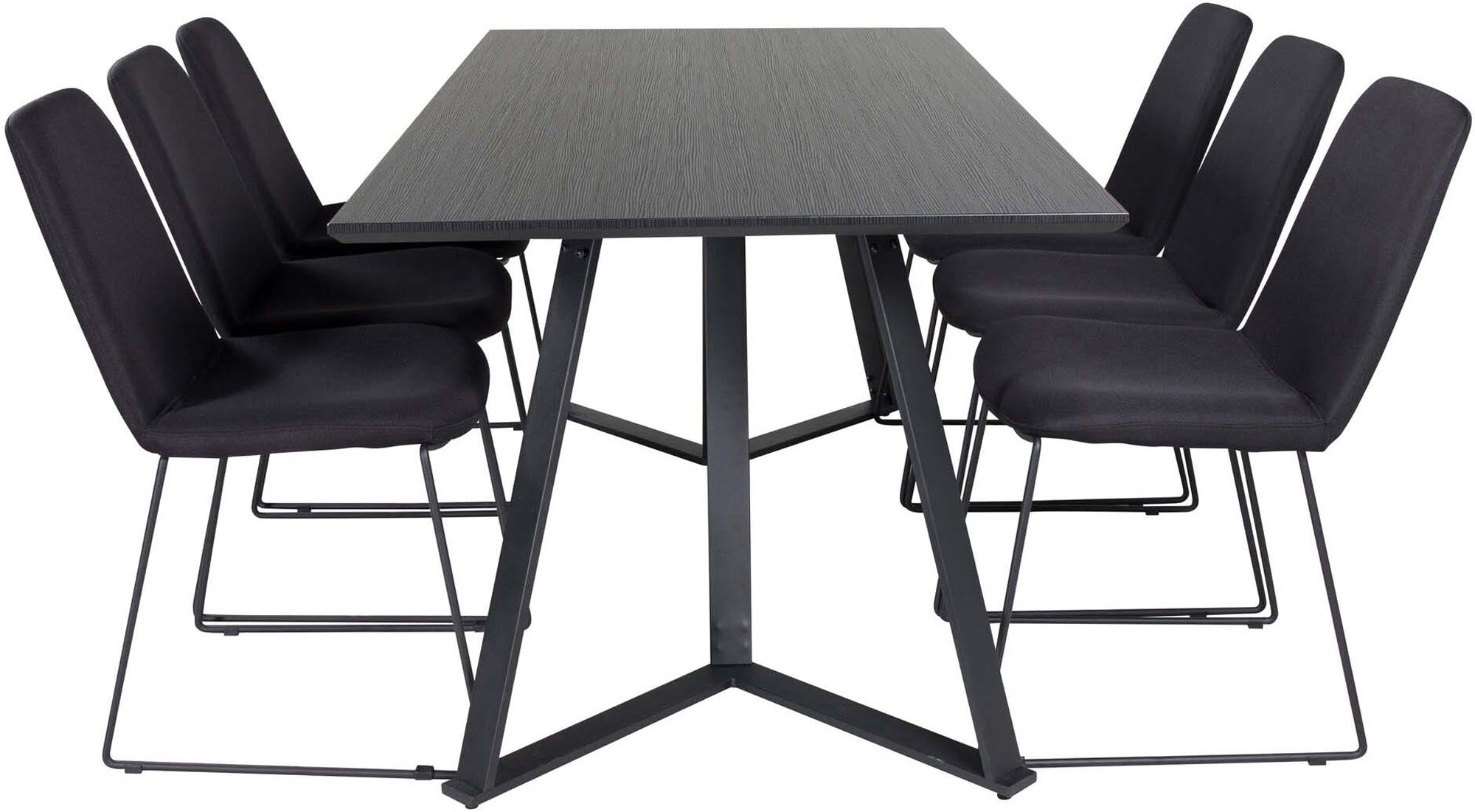 Marina Esszimmerset Muce 180cm/6St. in Schwarz präsentiert im Onlineshop von KAQTU Design AG. Esszimmerset ist von Venture Home