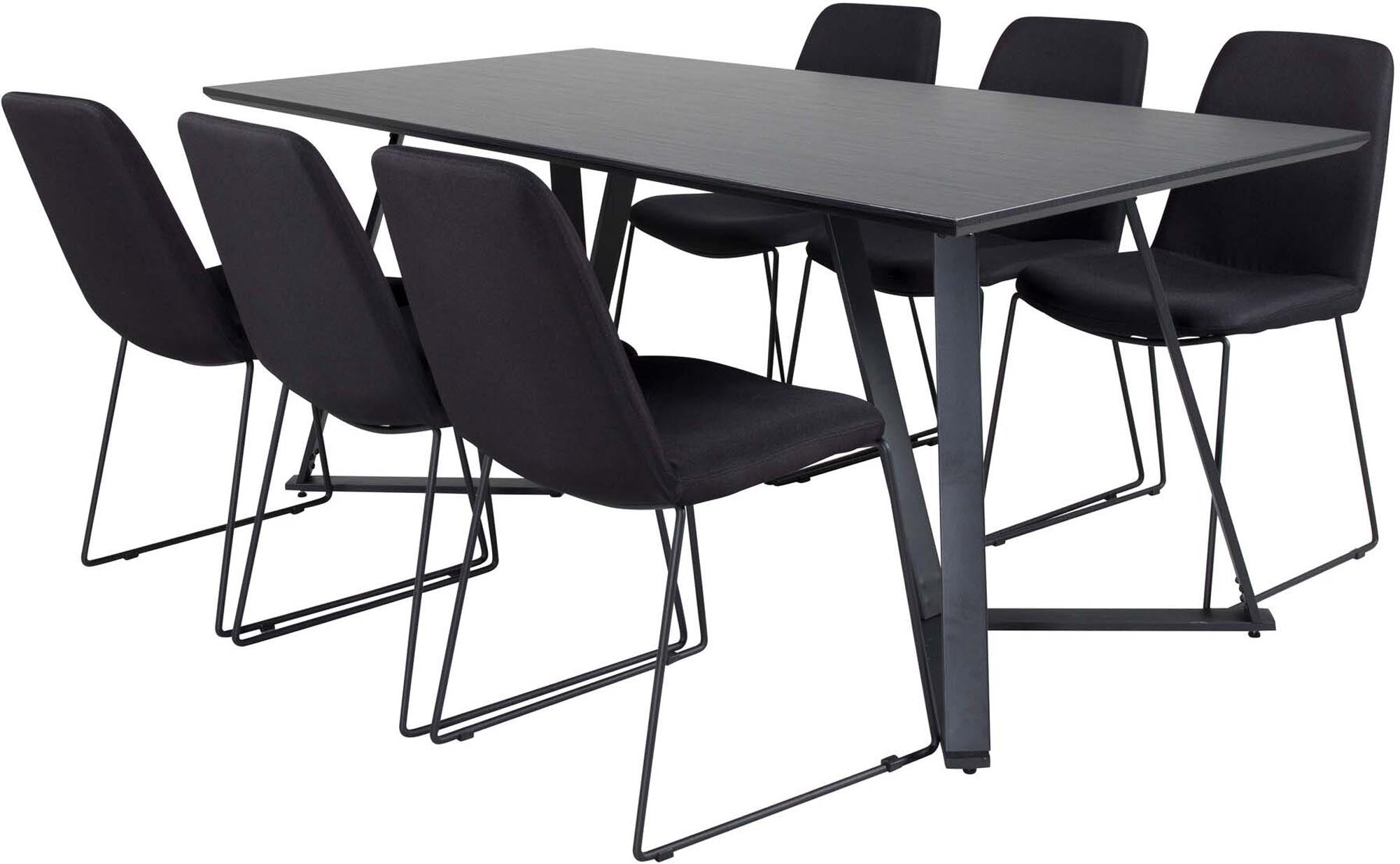 Marina Esszimmerset Muce 180cm/6St. in Schwarz präsentiert im Onlineshop von KAQTU Design AG. Esszimmerset ist von Venture Home