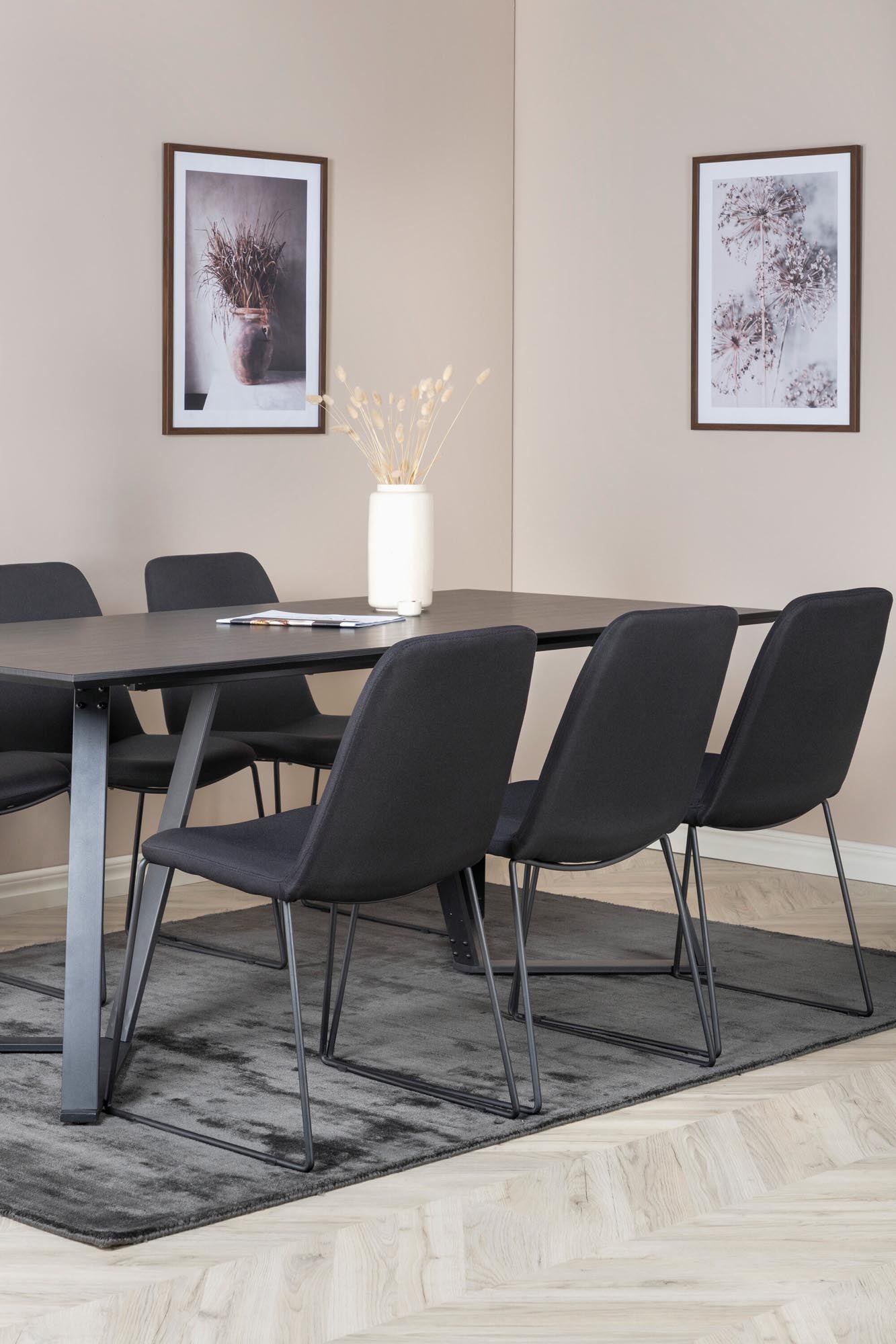 Marina Esszimmerset Muce 180cm/6St. in Schwarz präsentiert im Onlineshop von KAQTU Design AG. Esszimmerset ist von Venture Home