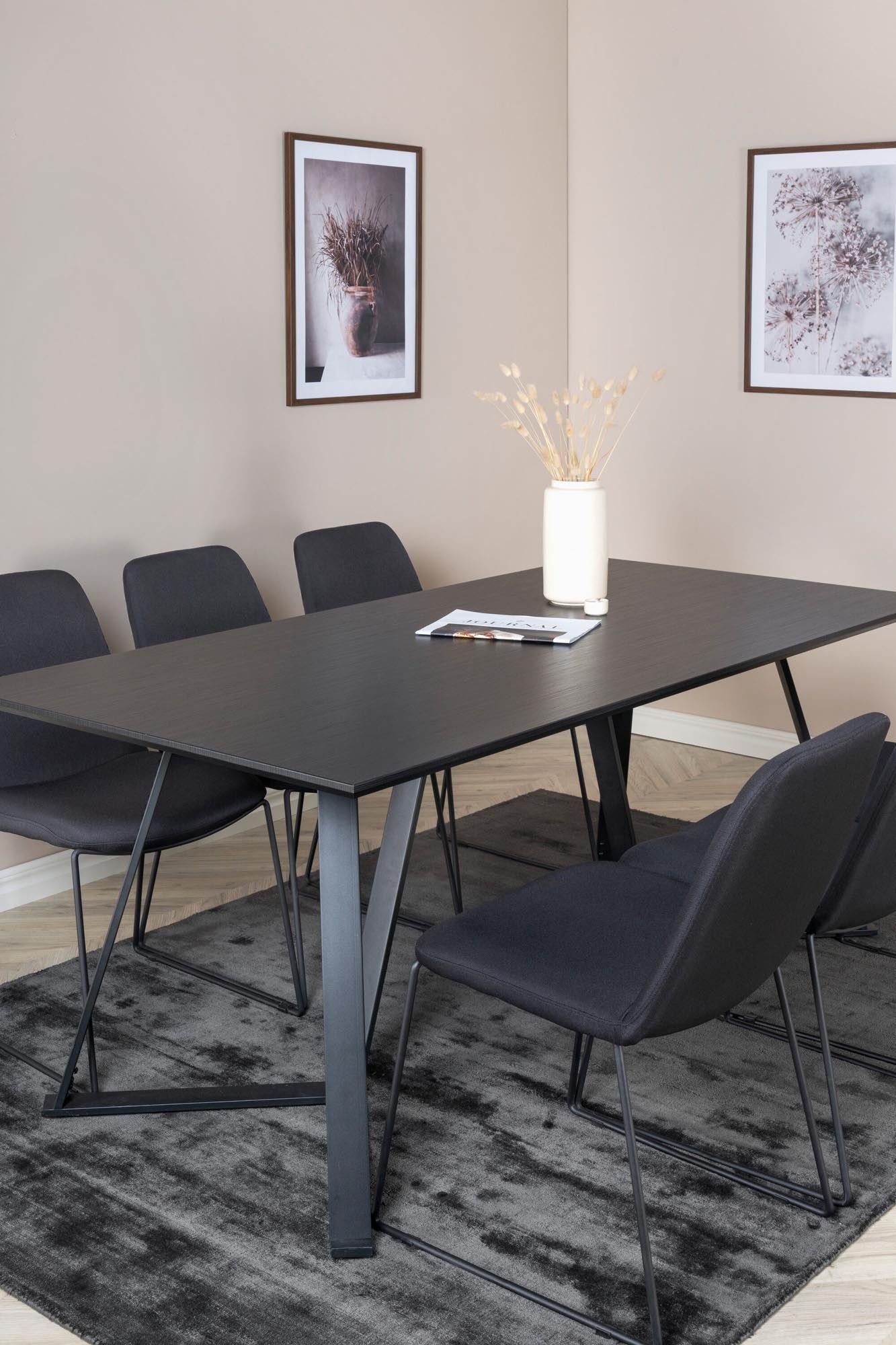 Marina Esszimmerset Muce 180cm/6St. in Schwarz präsentiert im Onlineshop von KAQTU Design AG. Esszimmerset ist von Venture Home