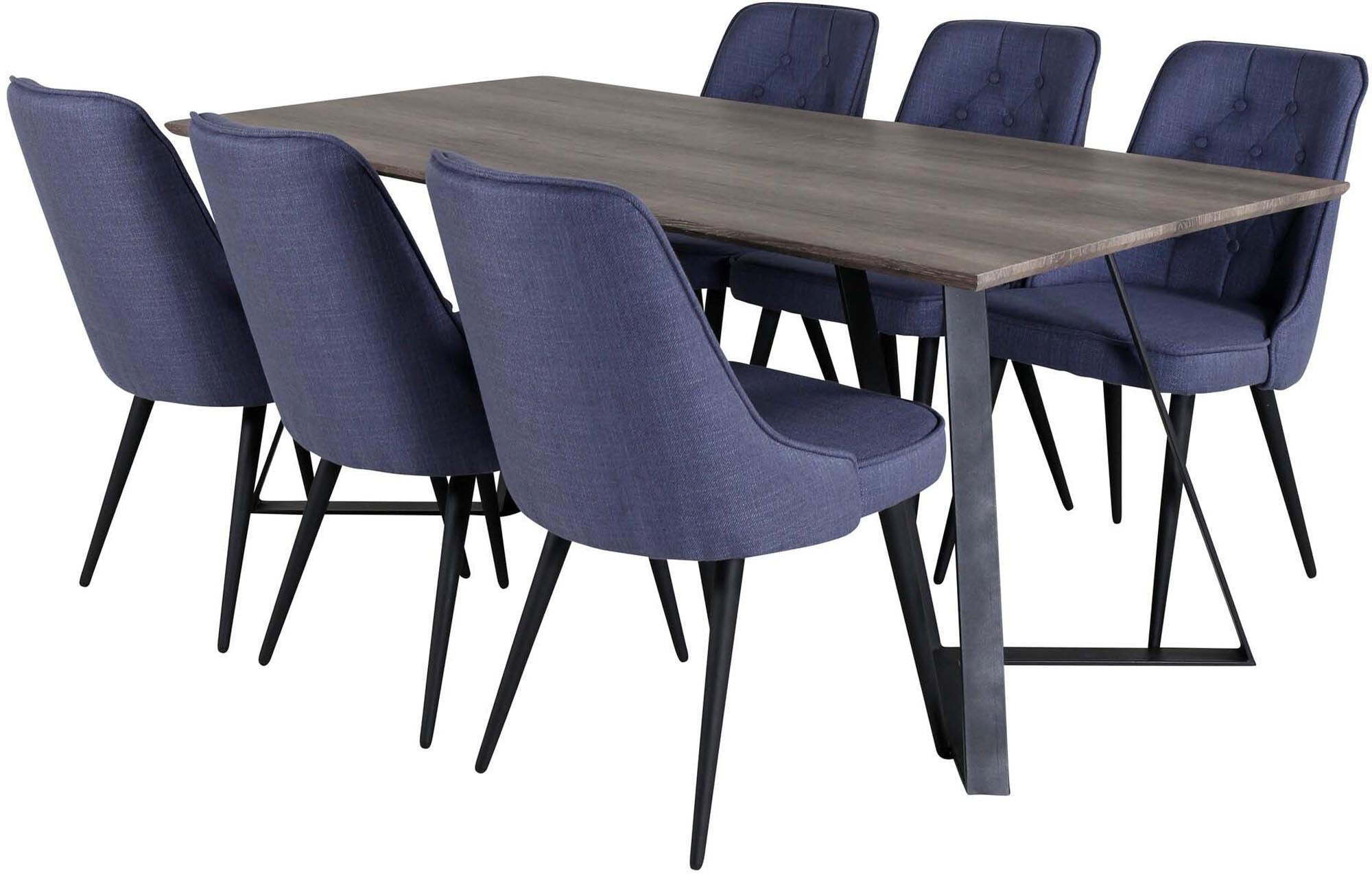Modernes Marina Esszimmerset Velvet 180cm für bis zu 6 Personen. Hochwertige Stühle mit luxuriösem Sitzkomfort und pflegeleichter Tischplatte.
