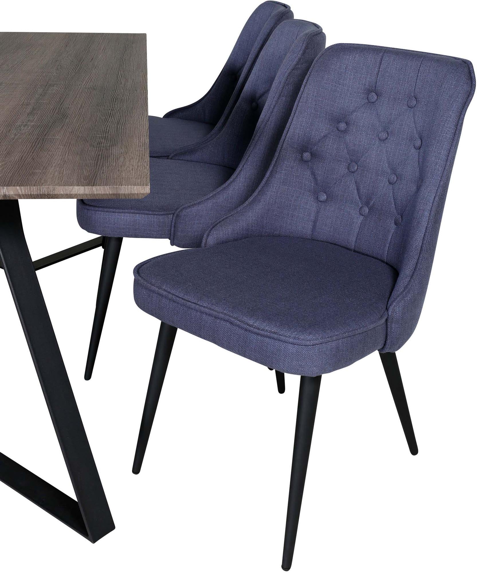 Elegantes Marina Esszimmerset Velvet 180cm für gesellige Runden. Bequeme Stühle mit samtiger Oberfläche und pflegeleichte Tischplatte für stilvolle Momente.