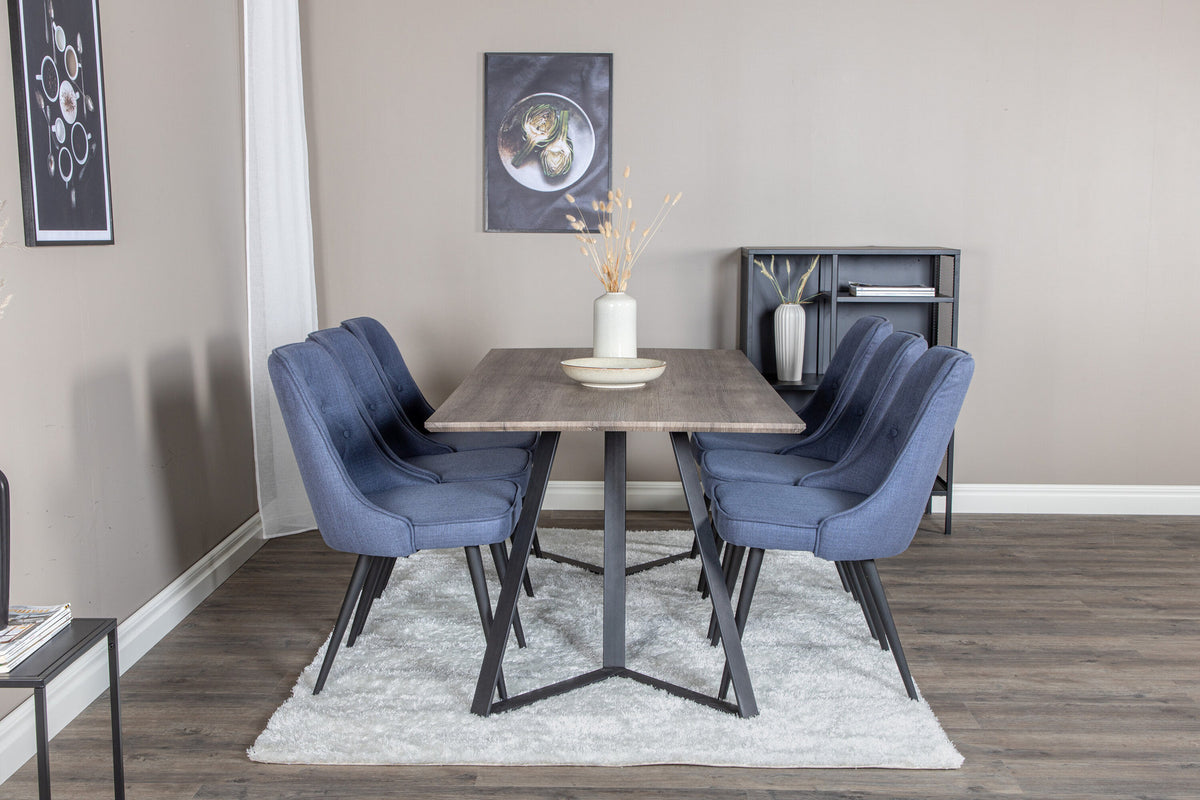 Marina Esszimmerset Velvet 180cm/6St. in Schwarz / Blau präsentiert im Onlineshop von KAQTU Design AG. Esszimmerset ist von Venture Home