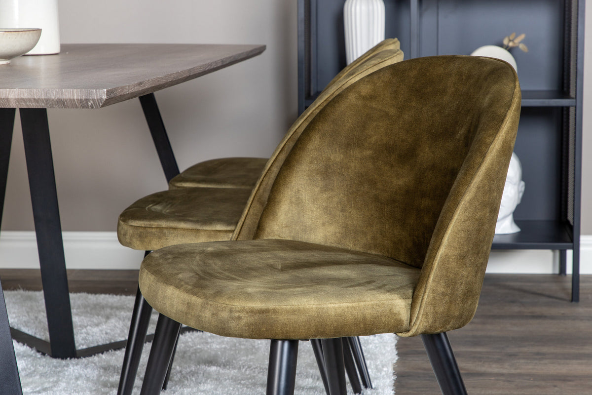 Marina Esszimmerset Velvet 180cm/6St. in Braun / Schwarz / Grün präsentiert im Onlineshop von KAQTU Design AG. Esszimmerset ist von Venture Home