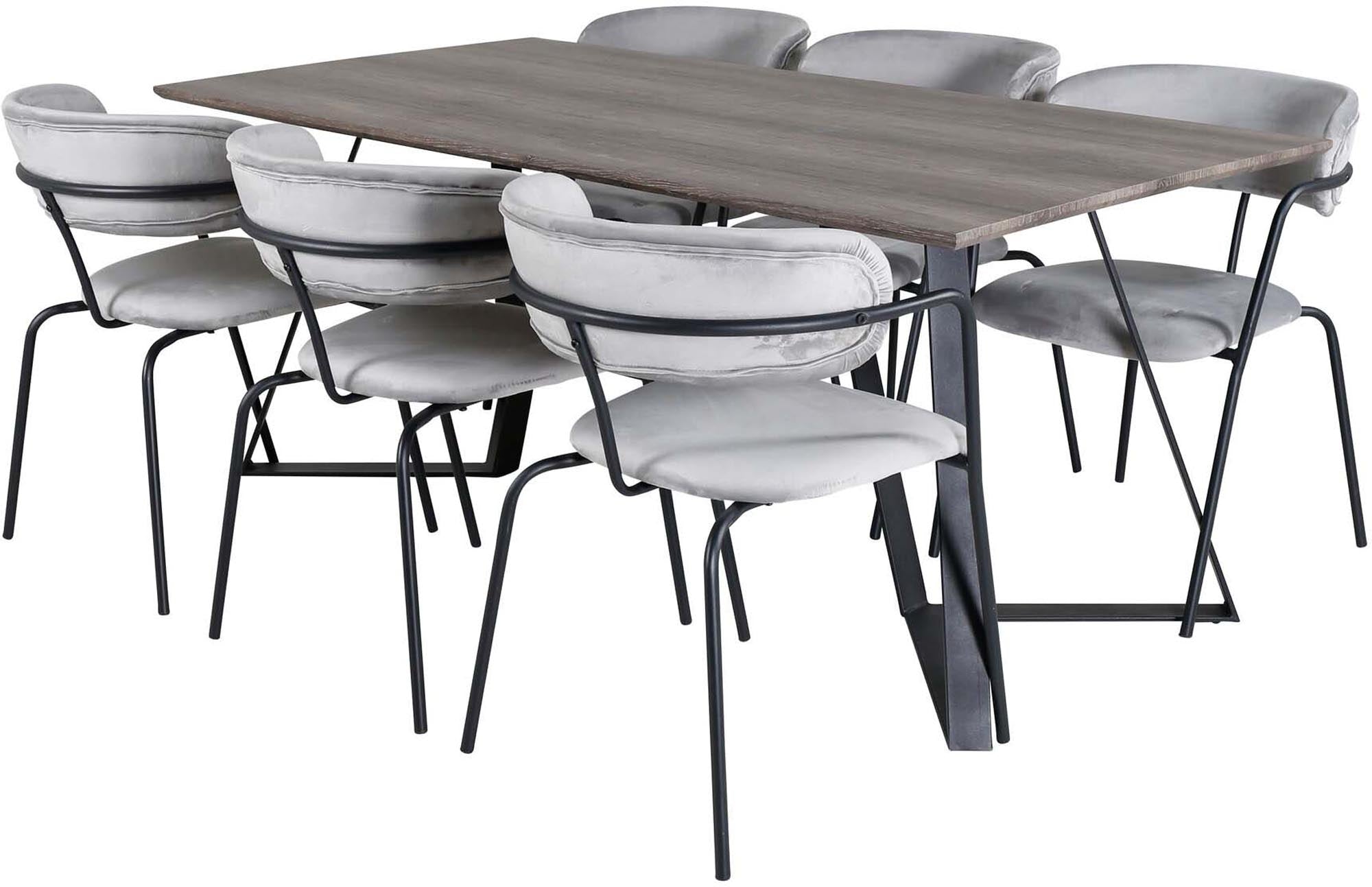 Marina Esszimmerset Arrow 180cm/6St. in Schwarzgrau präsentiert im Onlineshop von KAQTU Design AG. Esszimmerset ist von Venture Home