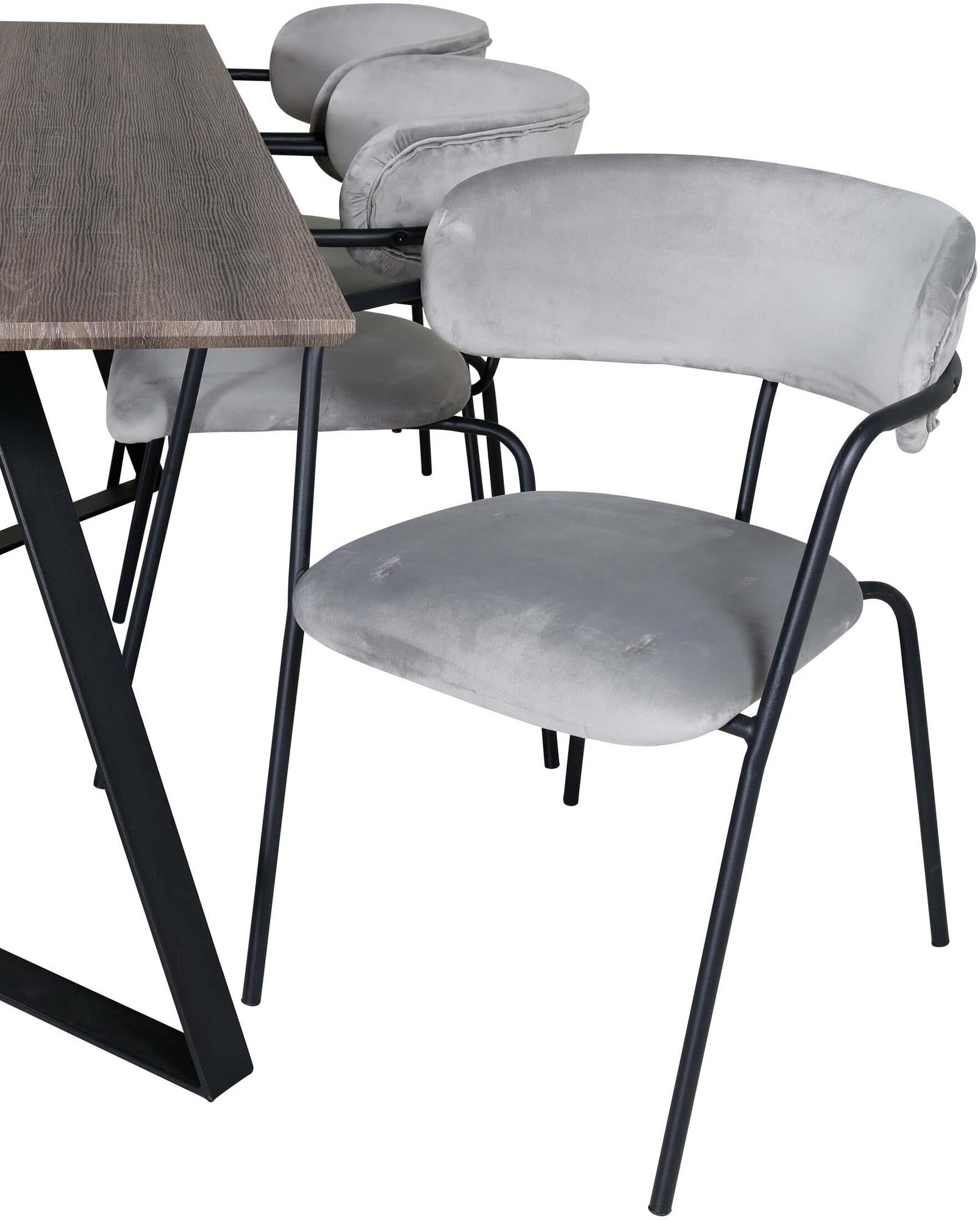 Marina Esszimmerset Arrow 180cm/6St. in Schwarzgrau präsentiert im Onlineshop von KAQTU Design AG. Esszimmerset ist von Venture Home