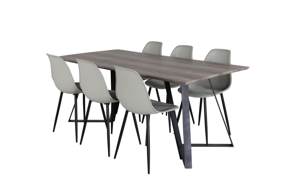 Marina Esszimmerset Polar Plastic 180cm/6St. in Braun / Graugrün/ Schwarz präsentiert im Onlineshop von KAQTU Design AG. Esszimmerset ist von Venture Home