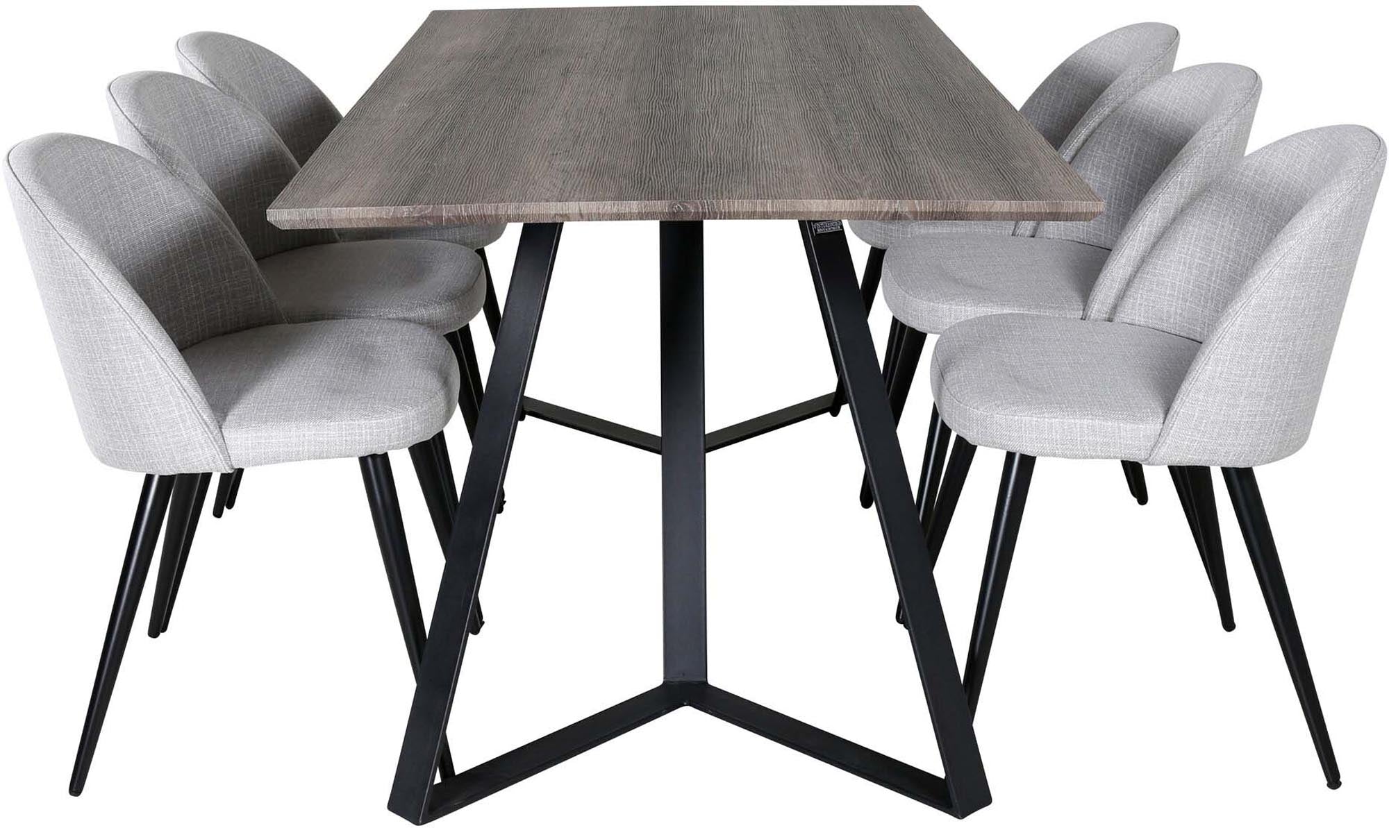 Erleben Sie Komfort und Eleganz mit dem Marina Esszimmerset Velvet 180cm/6St. von Venture Home – ideal für unvergessliche Momente mit Familie und Freunden.