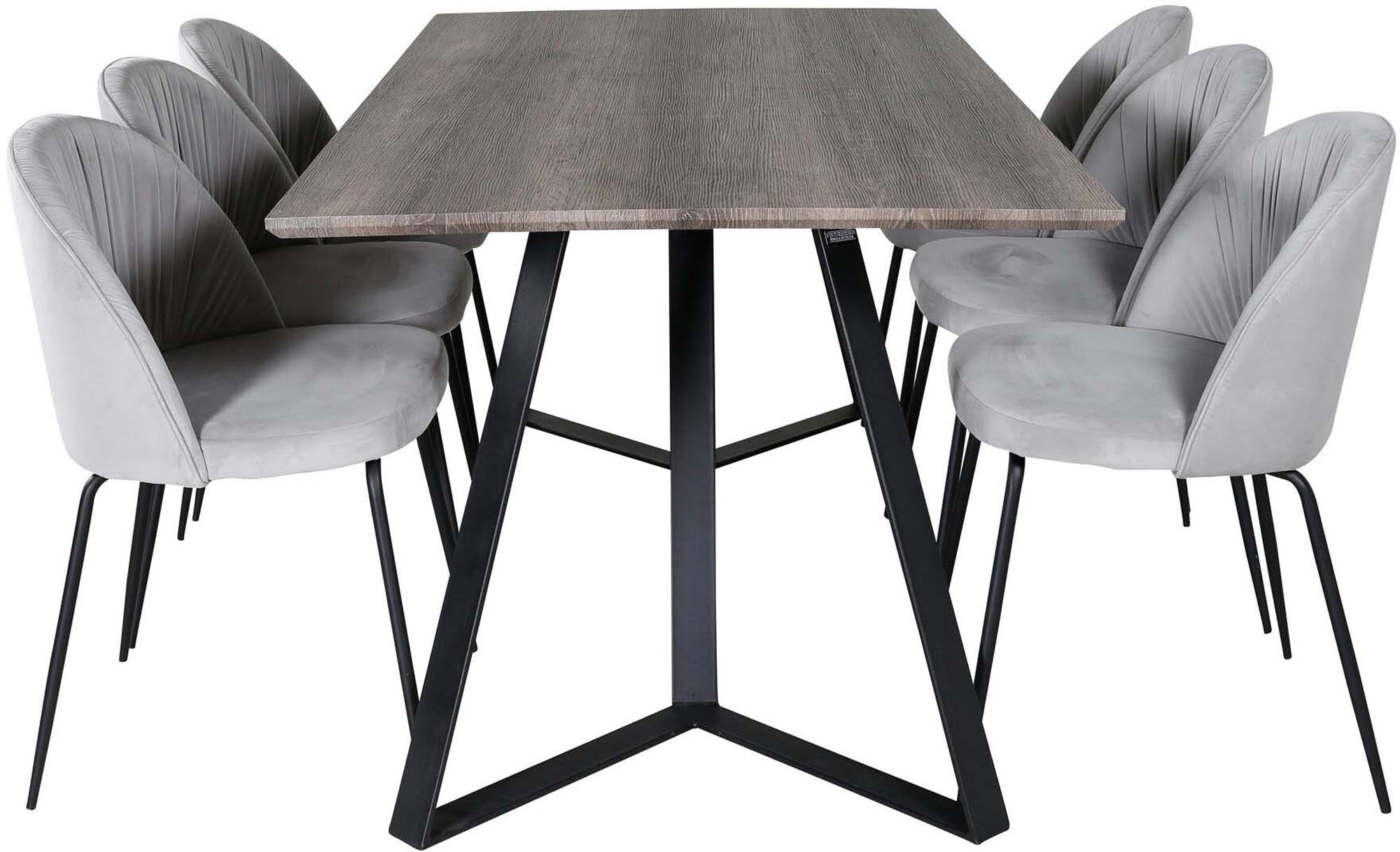 Marina Esszimmerset Wrinkles 180cm/6St. in Schwarzgrau präsentiert im Onlineshop von KAQTU Design AG. Esszimmerset ist von Venture Home