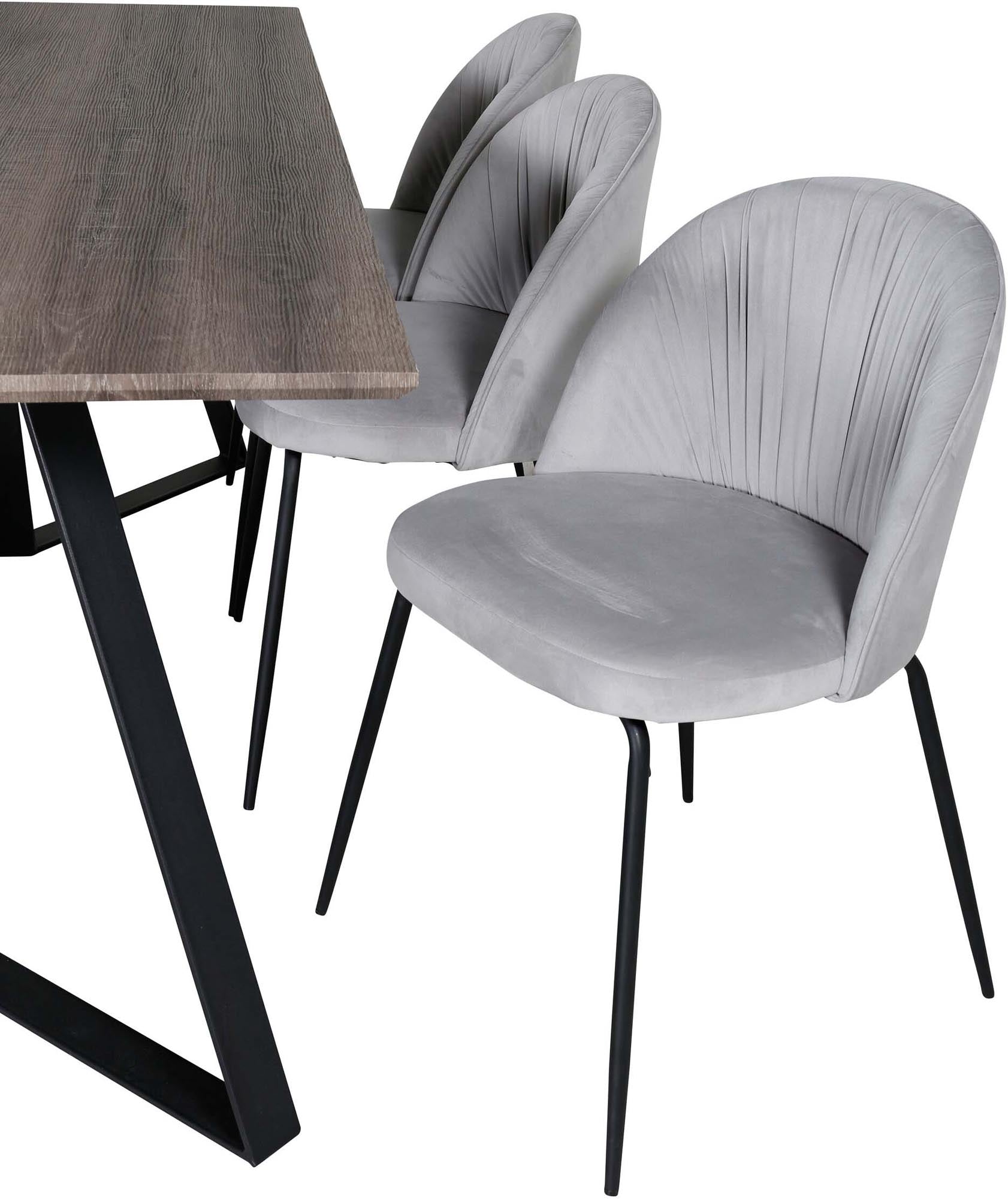 Marina Esszimmerset Wrinkles 180cm/6St. in Schwarzgrau präsentiert im Onlineshop von KAQTU Design AG. Esszimmerset ist von Venture Home