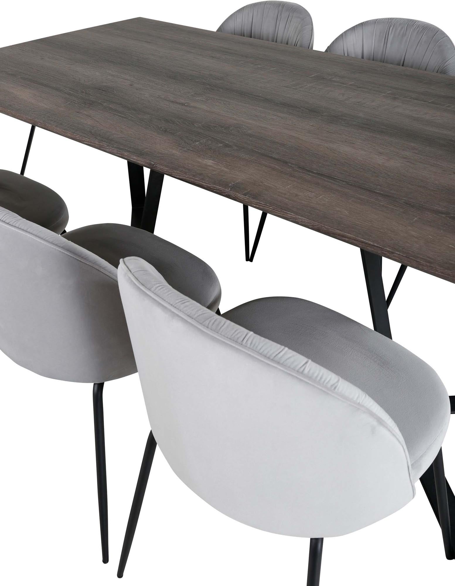 Marina Esszimmerset Wrinkles 180cm/6St. in Schwarzgrau präsentiert im Onlineshop von KAQTU Design AG. Esszimmerset ist von Venture Home