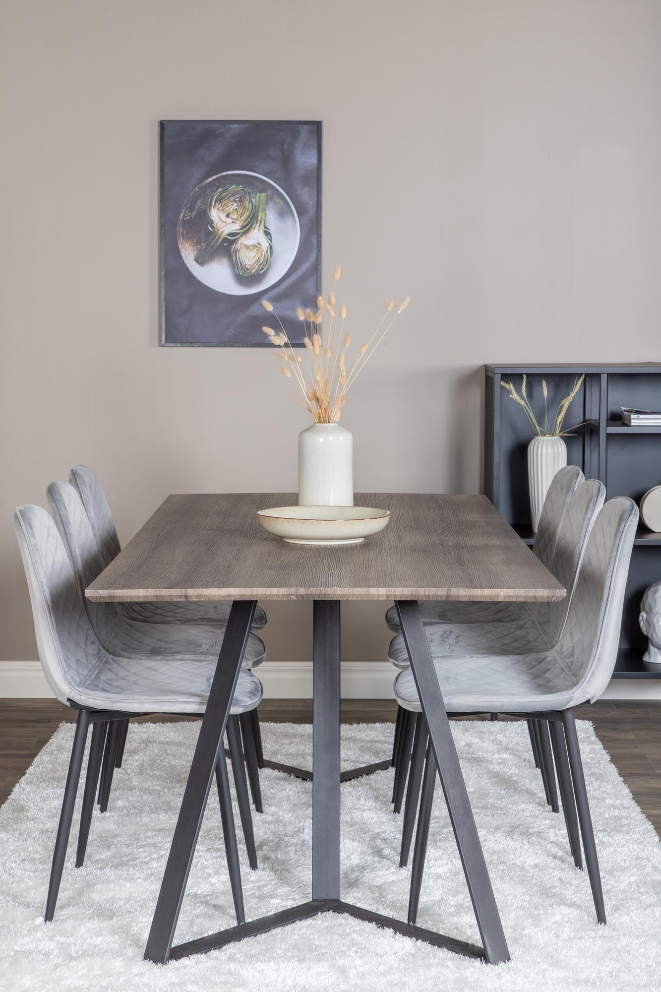 Elegantes Marina Esszimmerset: 180cm Tisch und 6 Stühle, perfekt für stilvolle und moderne Esszimmer.