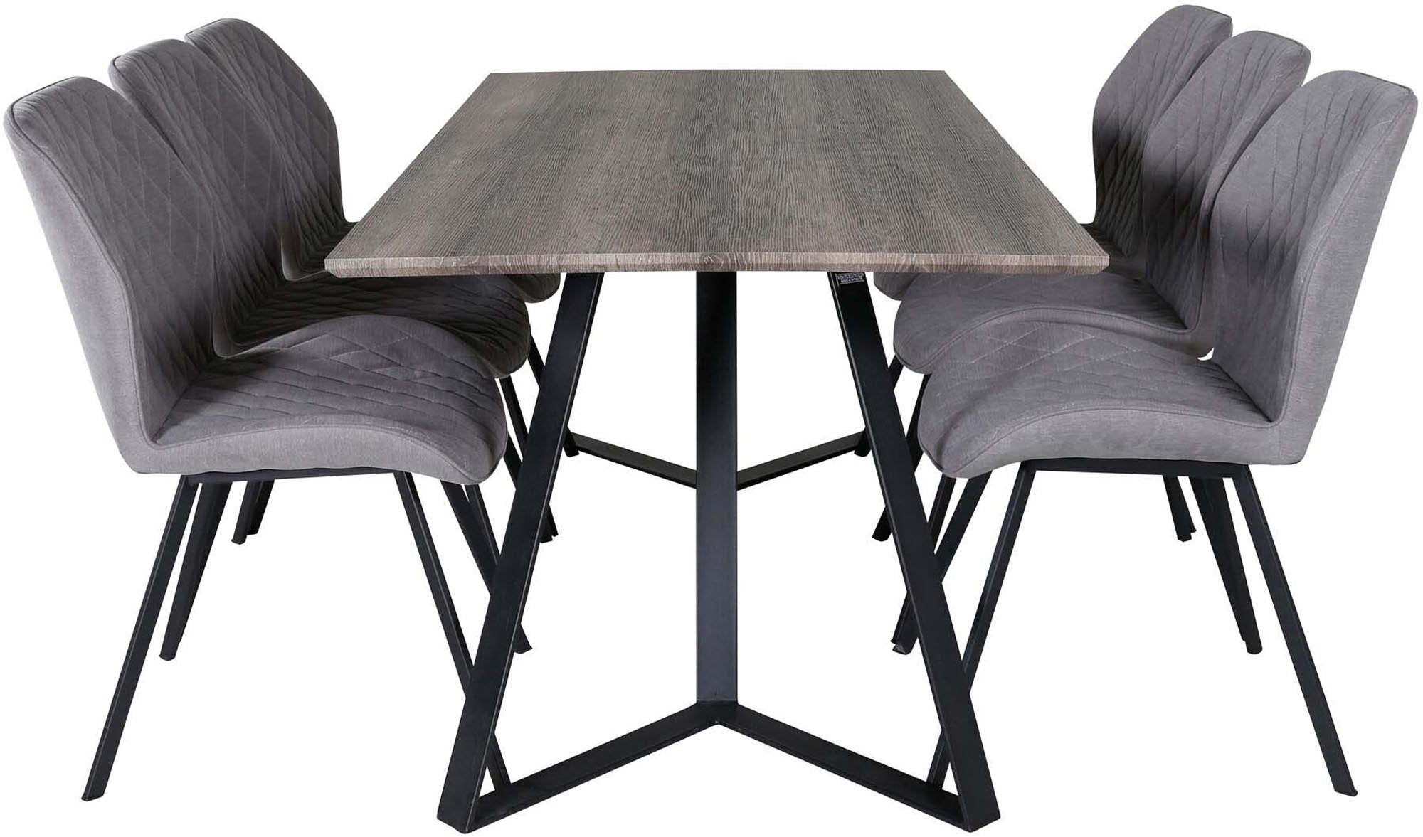 Marina Esszimmerset Gemma 180cm/6St. in Braun / Schwarz / Grau präsentiert im Onlineshop von KAQTU Design AG. Esszimmerset ist von Venture Home