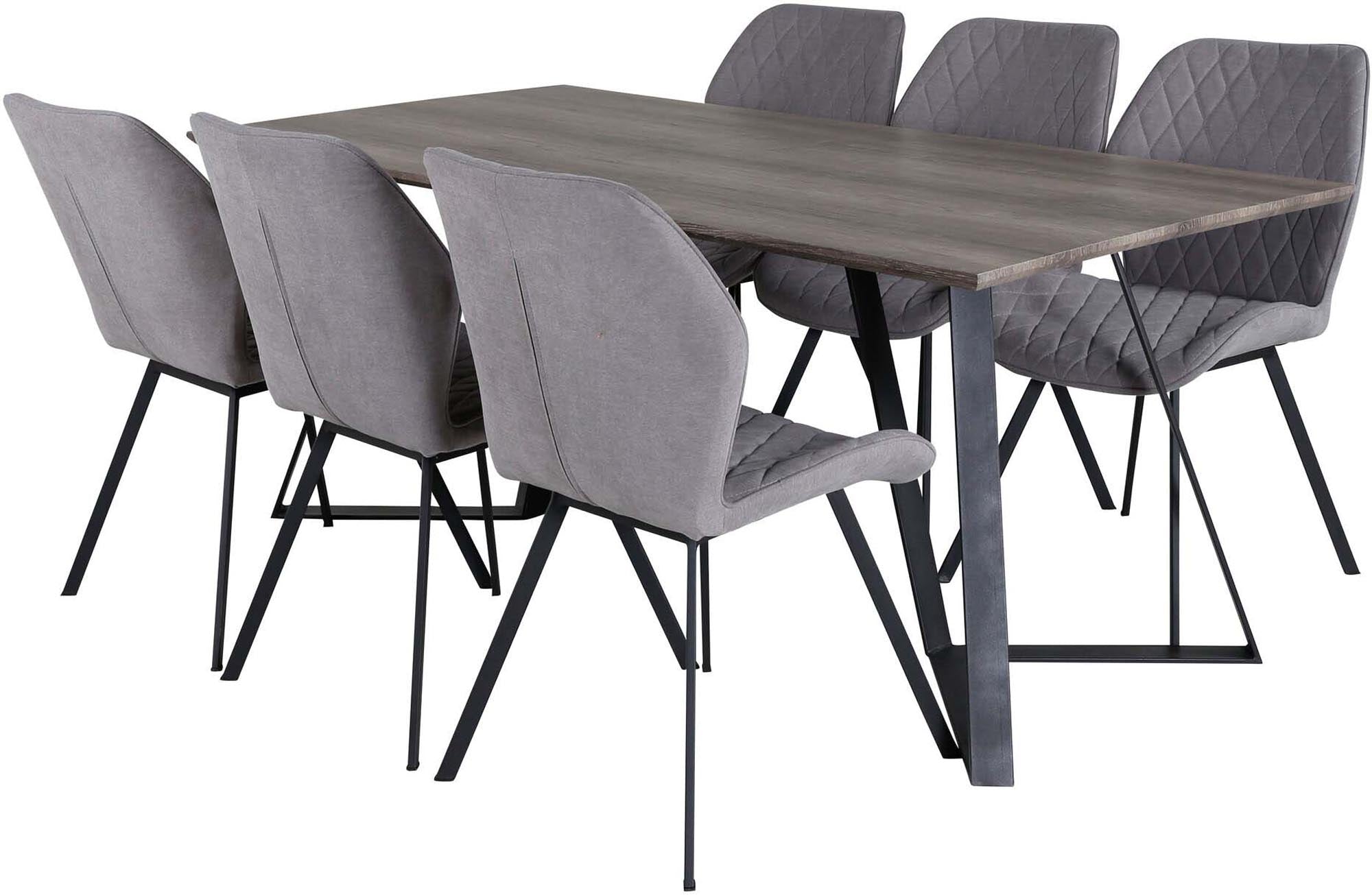 Marina Esszimmerset Gemma 180cm/6St. in Braun / Schwarz / Grau präsentiert im Onlineshop von KAQTU Design AG. Esszimmerset ist von Venture Home