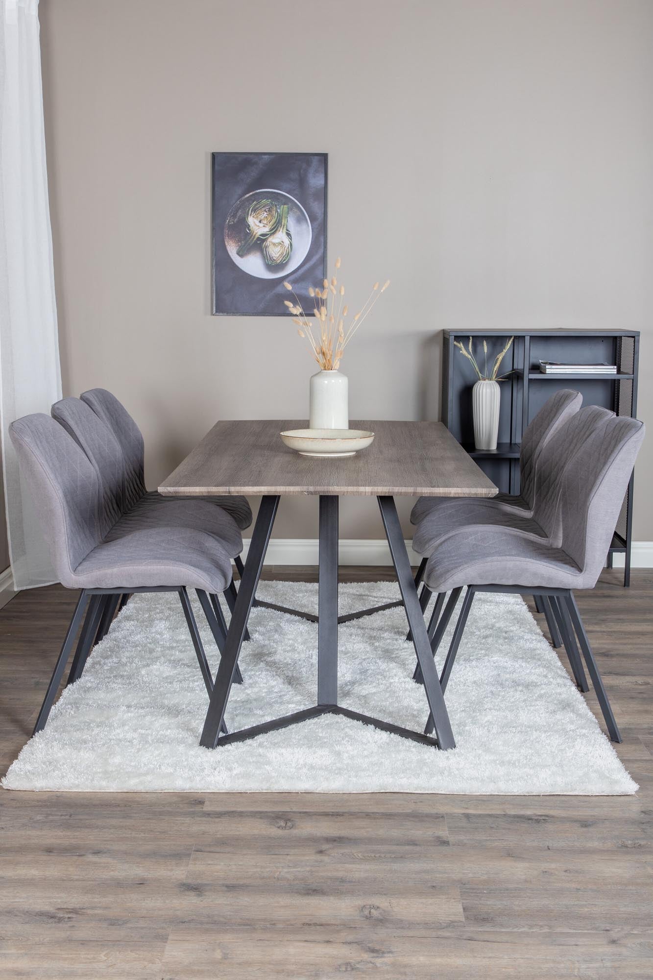 Marina Esszimmerset Gemma 180cm/6St. in Braun / Schwarz / Grau präsentiert im Onlineshop von KAQTU Design AG. Esszimmerset ist von Venture Home