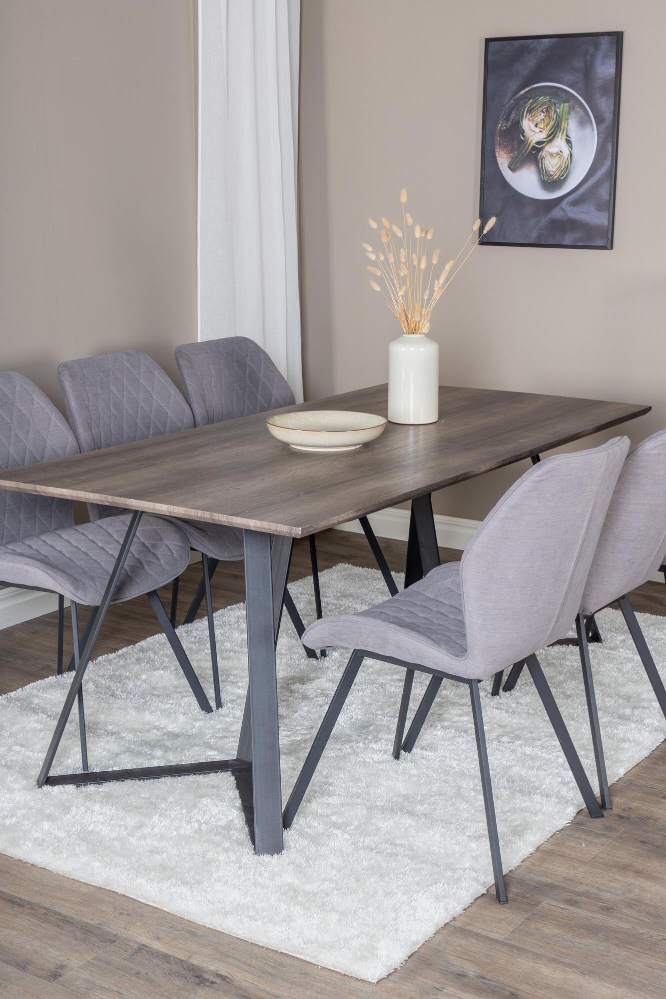 Marina Esszimmerset Gemma 180cm/6St. in Braun / Schwarz / Grau präsentiert im Onlineshop von KAQTU Design AG. Esszimmerset ist von Venture Home