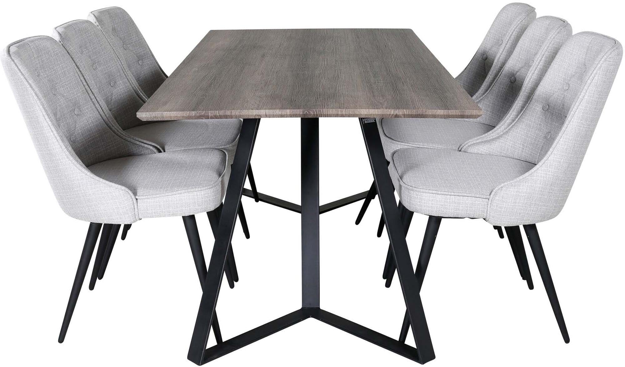 Elegantes Marina Esszimmerset Velvet 180cm für 6 Personen. Stilvolle Stühle mit samtiger Oberfläche und ergonomischem Design für höchsten Komfort.