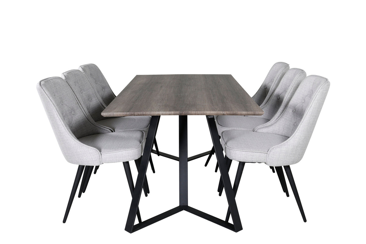 Marina Esszimmerset Velvet 180cm/6St. in Braun / Schwarz / Grau präsentiert im Onlineshop von KAQTU Design AG. Esszimmerset ist von Venture Home