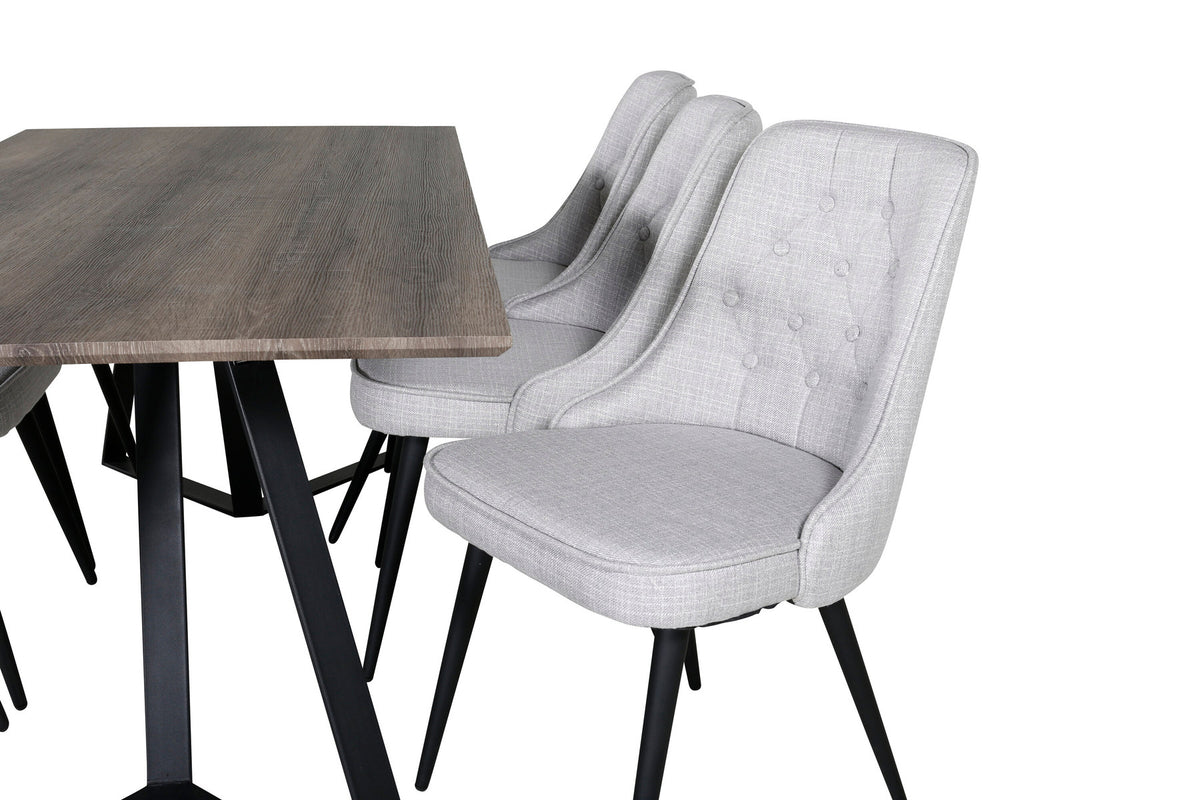 Marina Esszimmerset Velvet 180cm/6St. in Braun / Schwarz / Grau präsentiert im Onlineshop von KAQTU Design AG. Esszimmerset ist von Venture Home