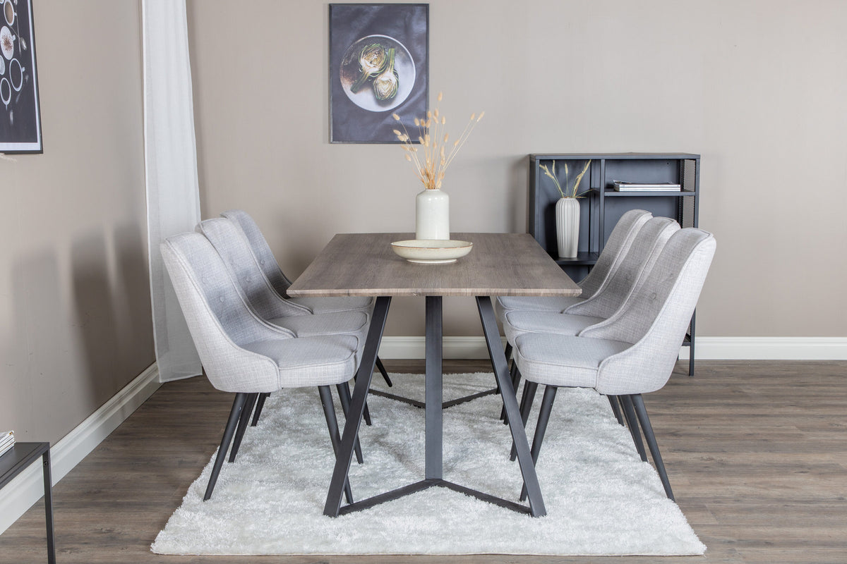 Marina Esszimmerset Velvet 180cm/6St. in Braun / Schwarz / Grau präsentiert im Onlineshop von KAQTU Design AG. Esszimmerset ist von Venture Home