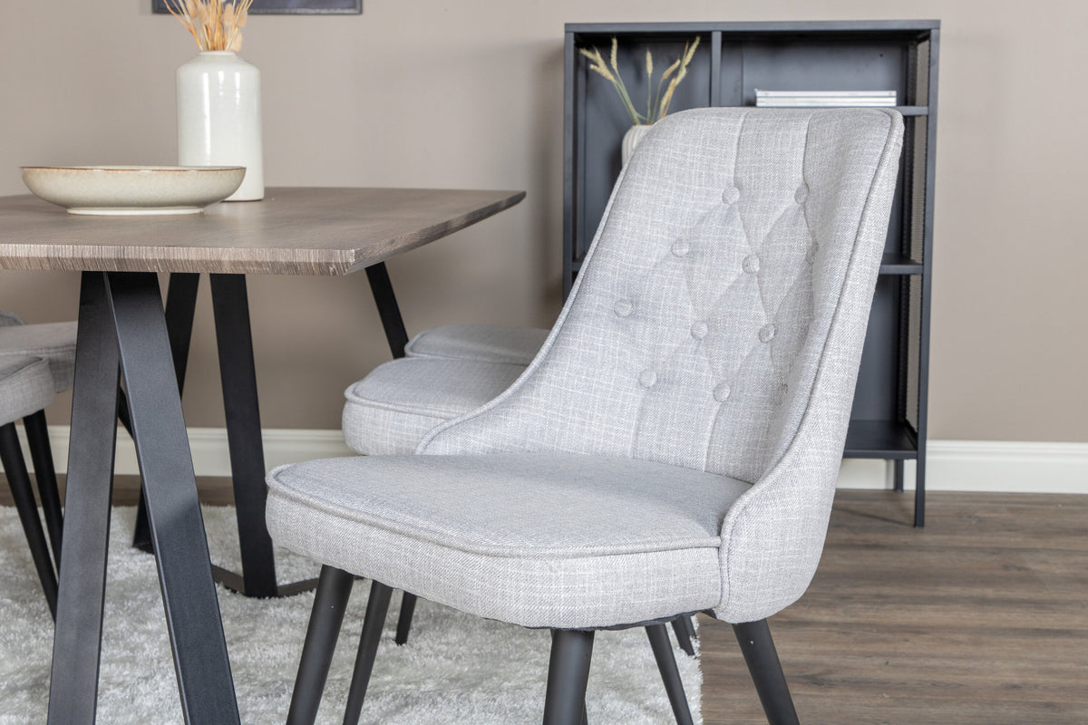 Marina Esszimmerset Velvet 180cm/6St. in Braun / Schwarz / Grau präsentiert im Onlineshop von KAQTU Design AG. Esszimmerset ist von Venture Home