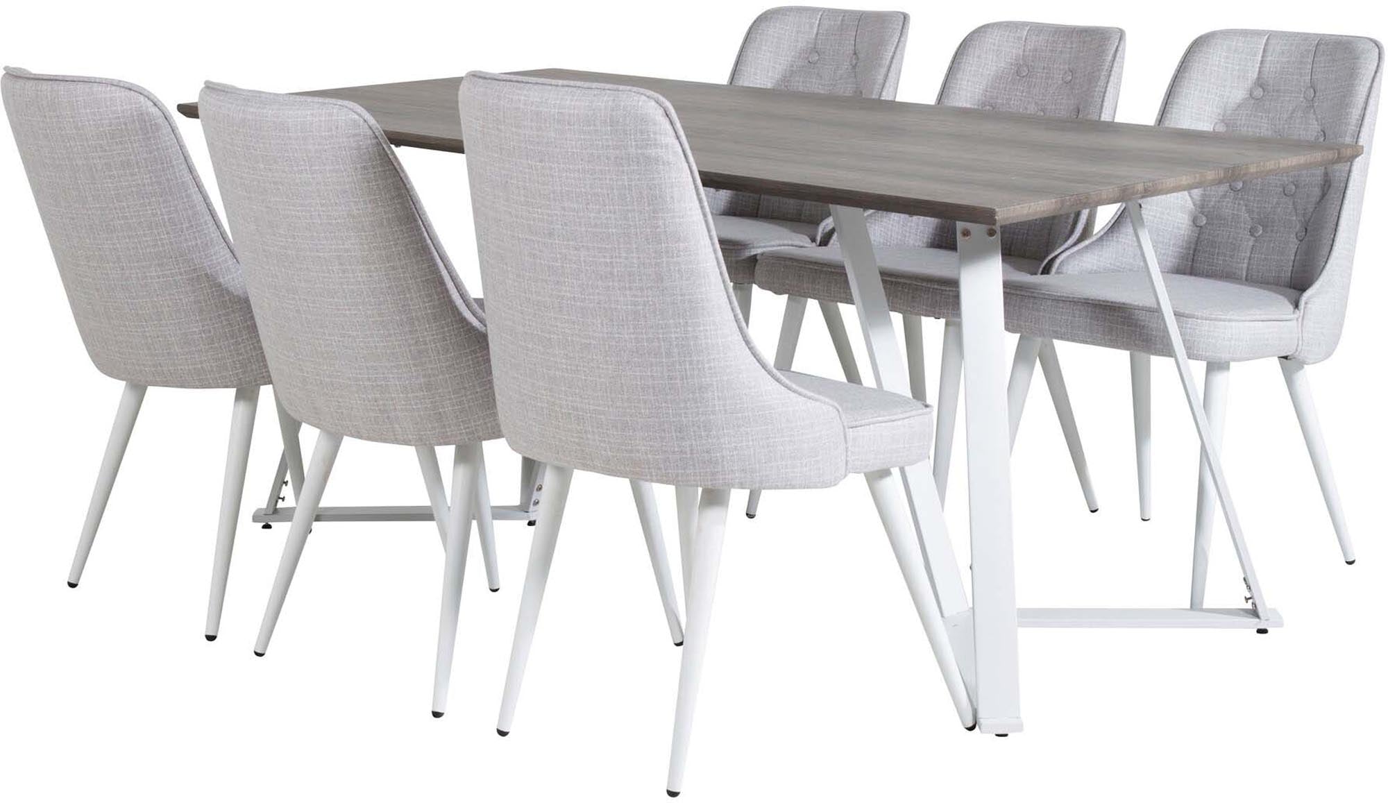 Entdecken Sie das elegante Marina Esszimmerset Velvet 180cm/6St. von Venture Home – ideal für gesellige Runden und stilvolle Anlässe.