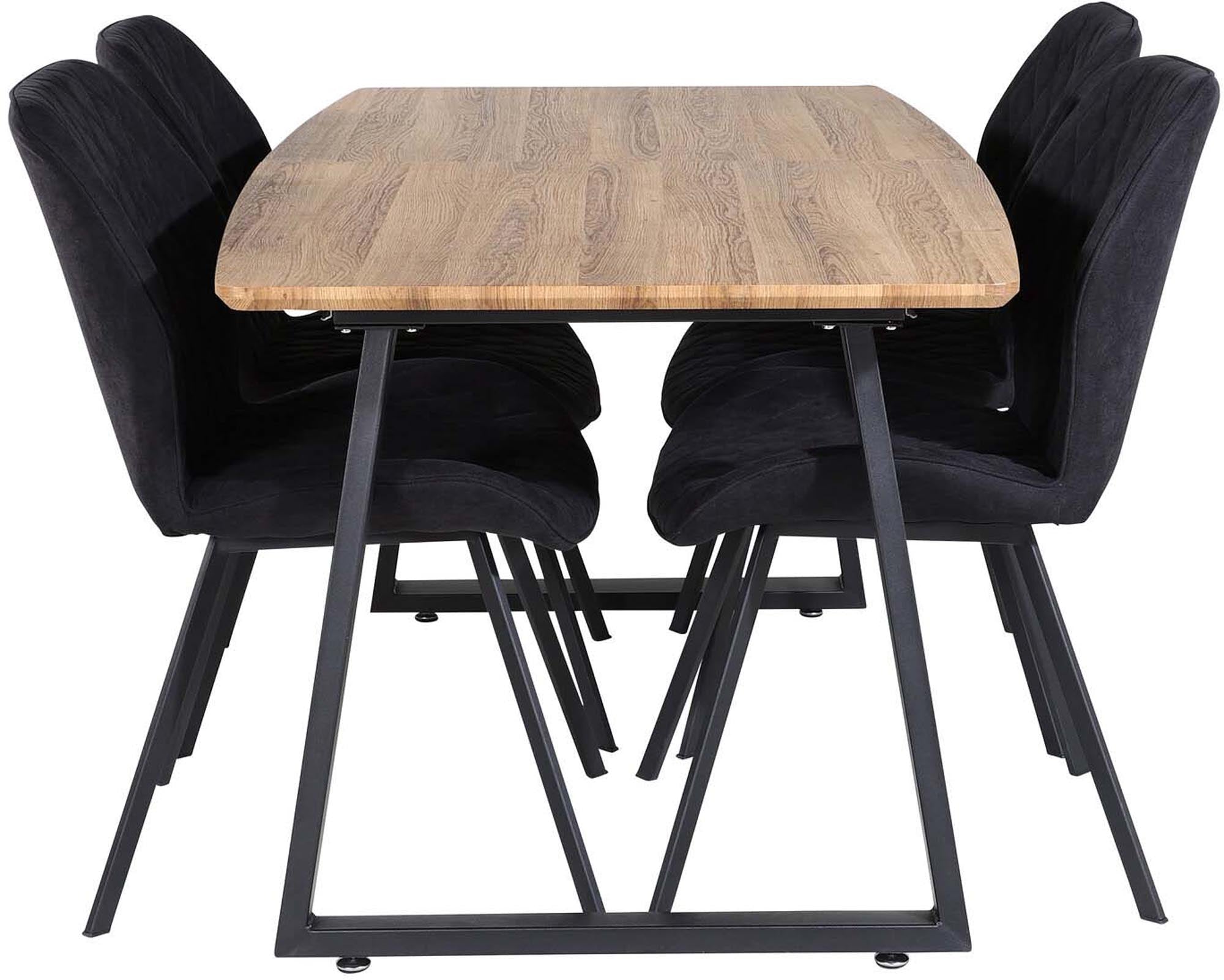 Inca Esszimmerset ausziehbar (Gemma) 160cm/4St. in Schwarz präsentiert im Onlineshop von KAQTU Design AG. Esszimmerset ist von Venture Home