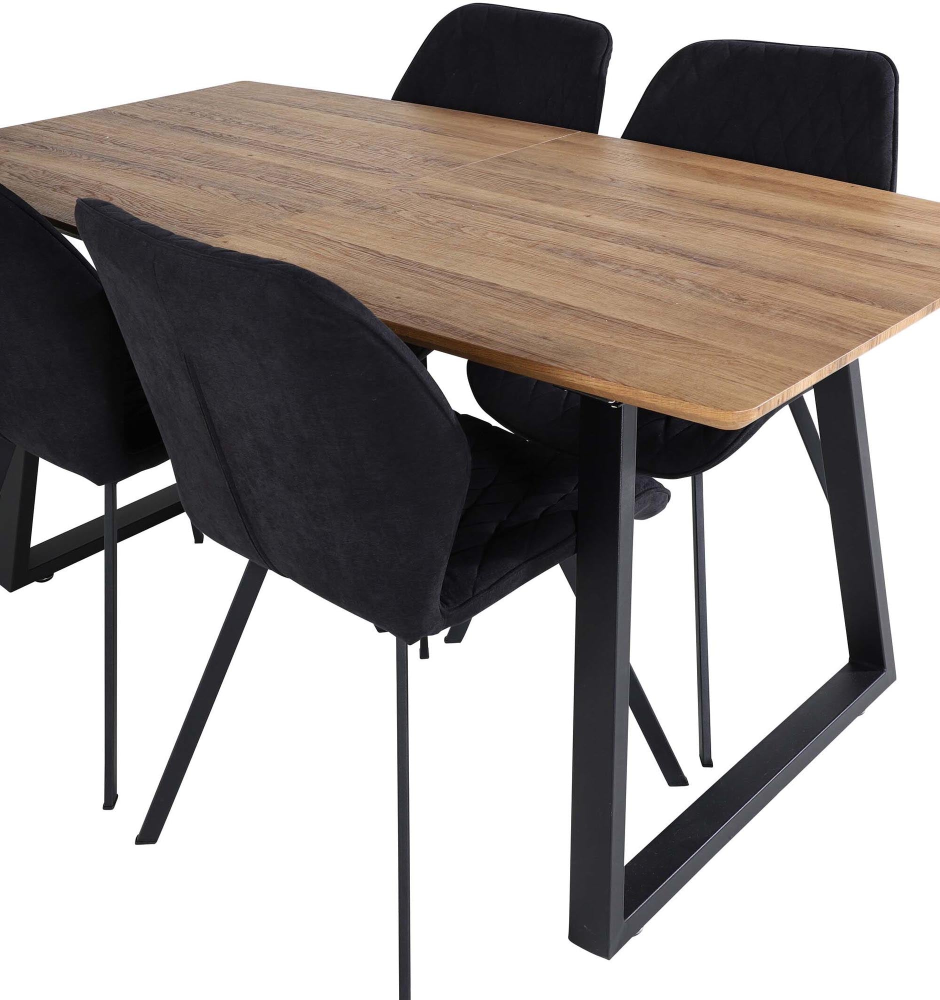 Inca Esszimmerset ausziehbar (Gemma) 160cm/4St. in Schwarz präsentiert im Onlineshop von KAQTU Design AG. Esszimmerset ist von Venture Home