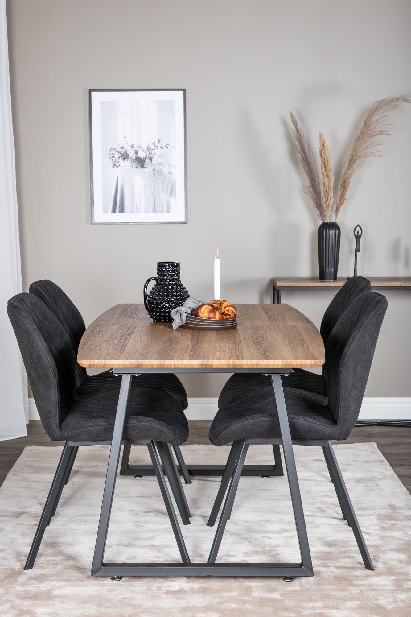 Inca Esszimmerset ausziehbar (Gemma) 160cm/4St. in Schwarz präsentiert im Onlineshop von KAQTU Design AG. Esszimmerset ist von Venture Home