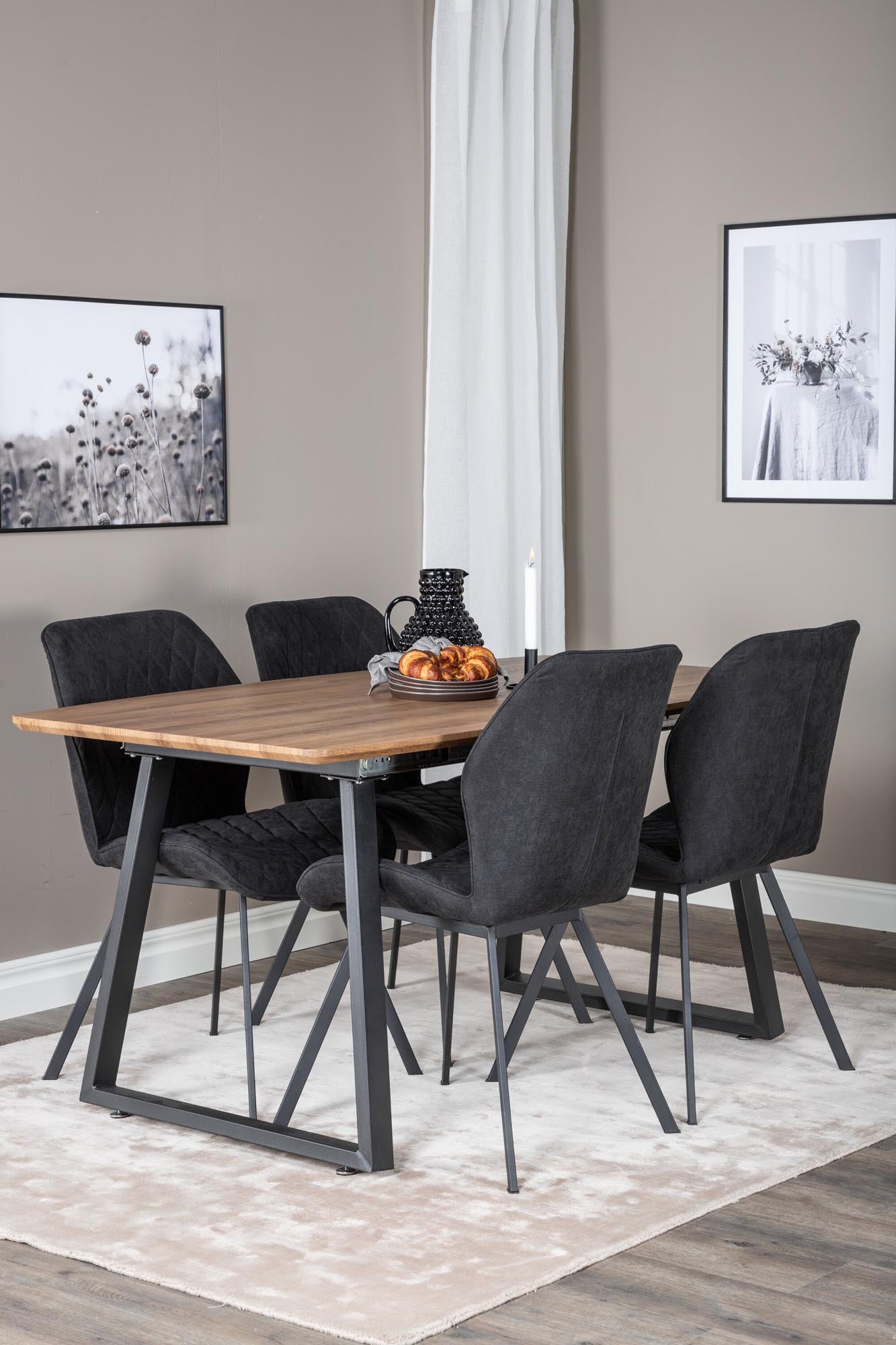 Inca Esszimmerset ausziehbar (Gemma) 160cm/4St. in Schwarz präsentiert im Onlineshop von KAQTU Design AG. Esszimmerset ist von Venture Home
