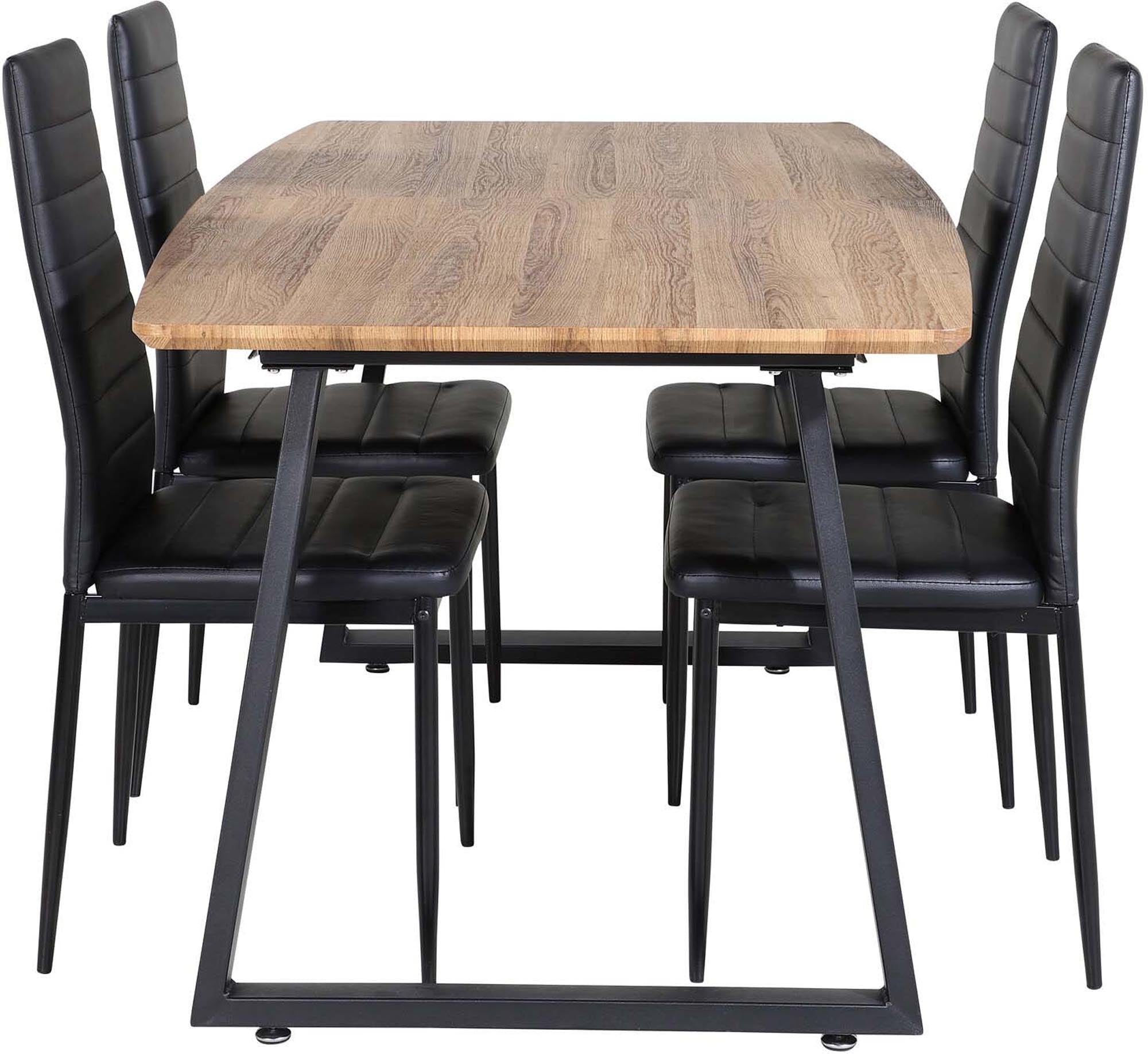 Inca Esszimmerset ausziehbar (Slim) 160cm/4St. in Schwarz präsentiert im Onlineshop von KAQTU Design AG. Esszimmerset ist von Venture Home