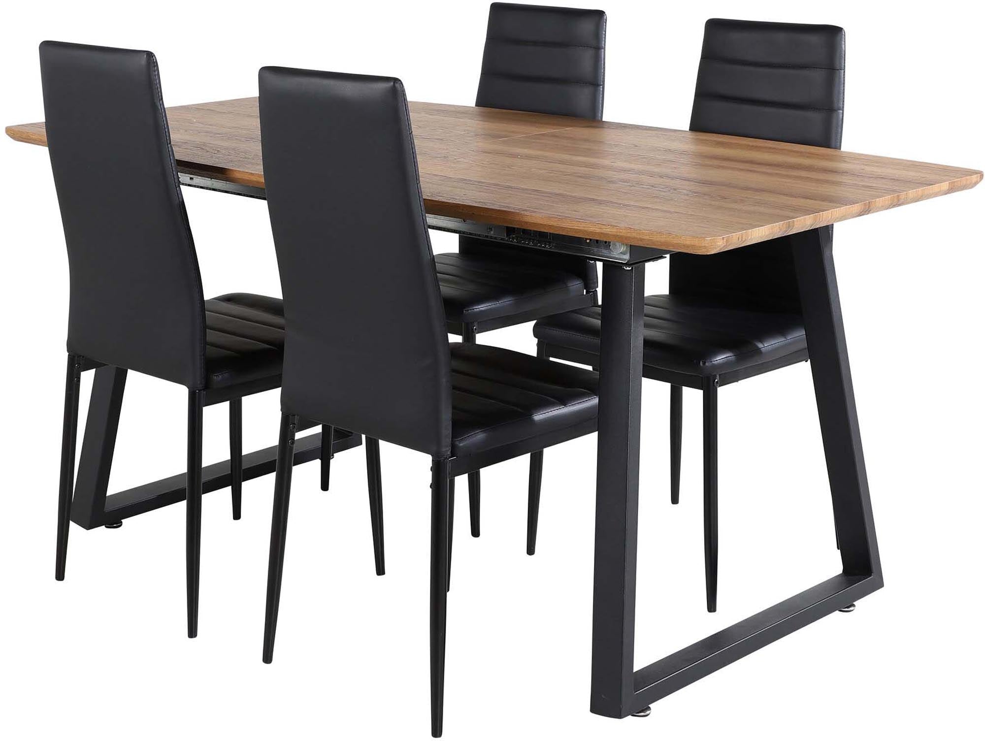 Inca Esszimmerset ausziehbar (Slim) 160cm/4St. in Schwarz präsentiert im Onlineshop von KAQTU Design AG. Esszimmerset ist von Venture Home