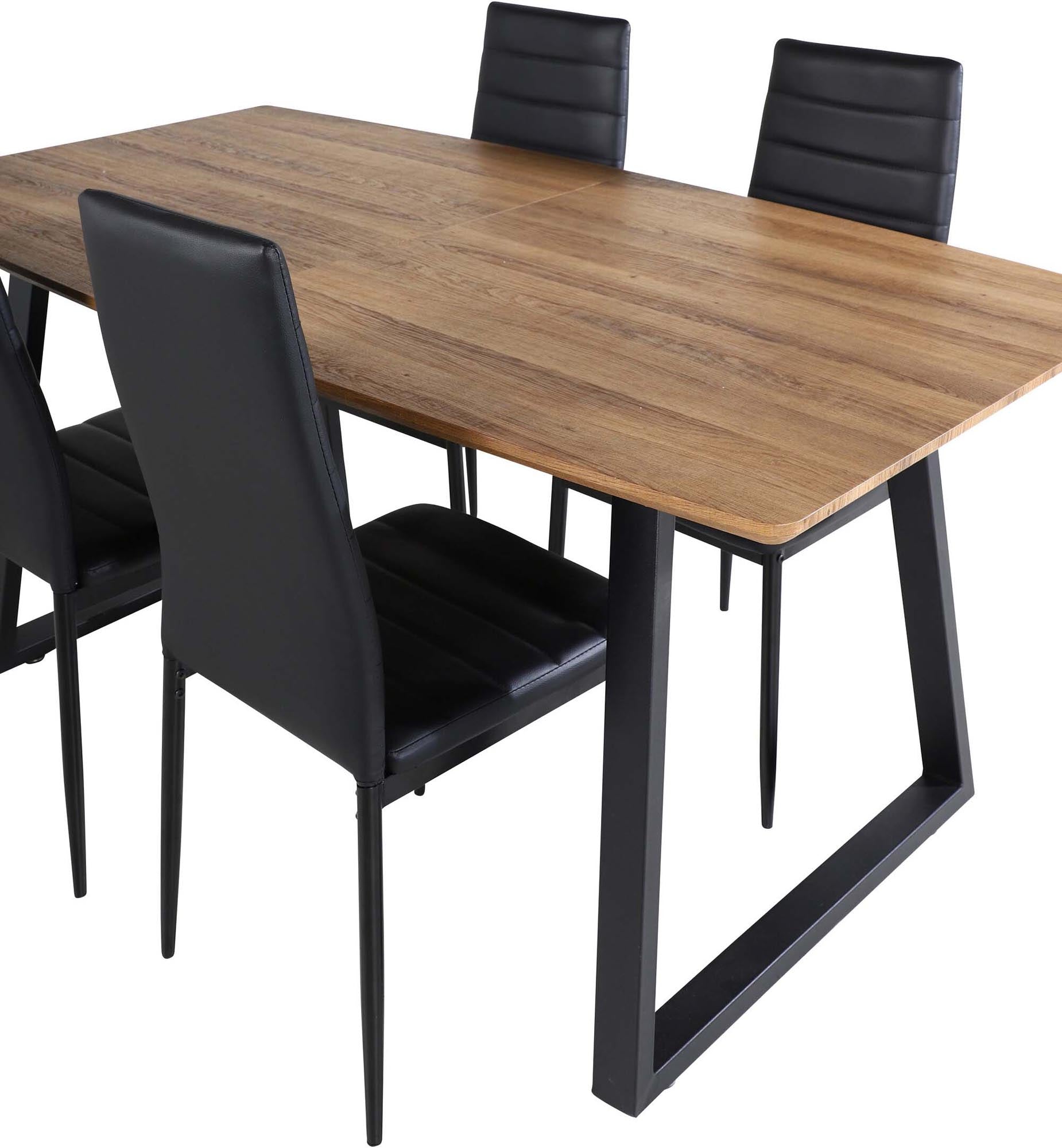 Inca Esszimmerset ausziehbar (Slim) 160cm/4St. in Schwarz präsentiert im Onlineshop von KAQTU Design AG. Esszimmerset ist von Venture Home
