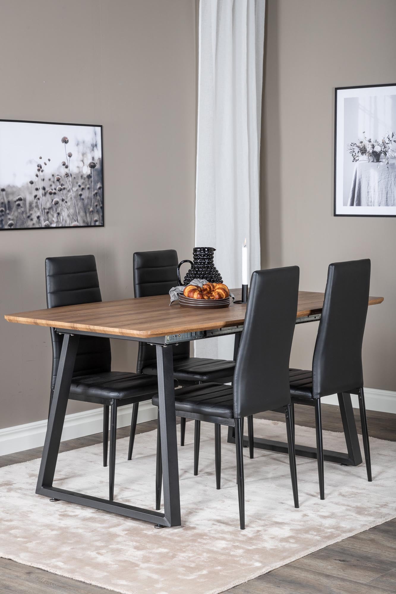 Inca Esszimmerset ausziehbar (Slim) 160cm/4St. in Schwarz präsentiert im Onlineshop von KAQTU Design AG. Esszimmerset ist von Venture Home