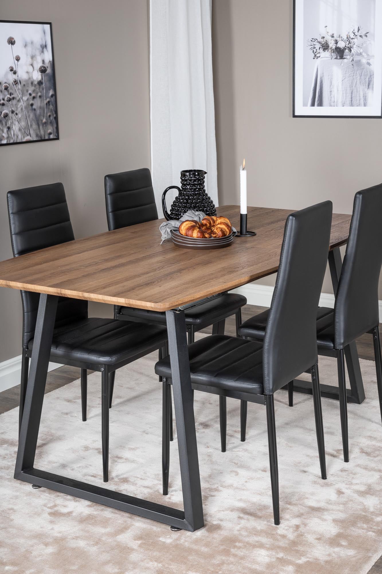 Inca Esszimmerset ausziehbar (Slim) 160cm/4St. in Schwarz präsentiert im Onlineshop von KAQTU Design AG. Esszimmerset ist von Venture Home