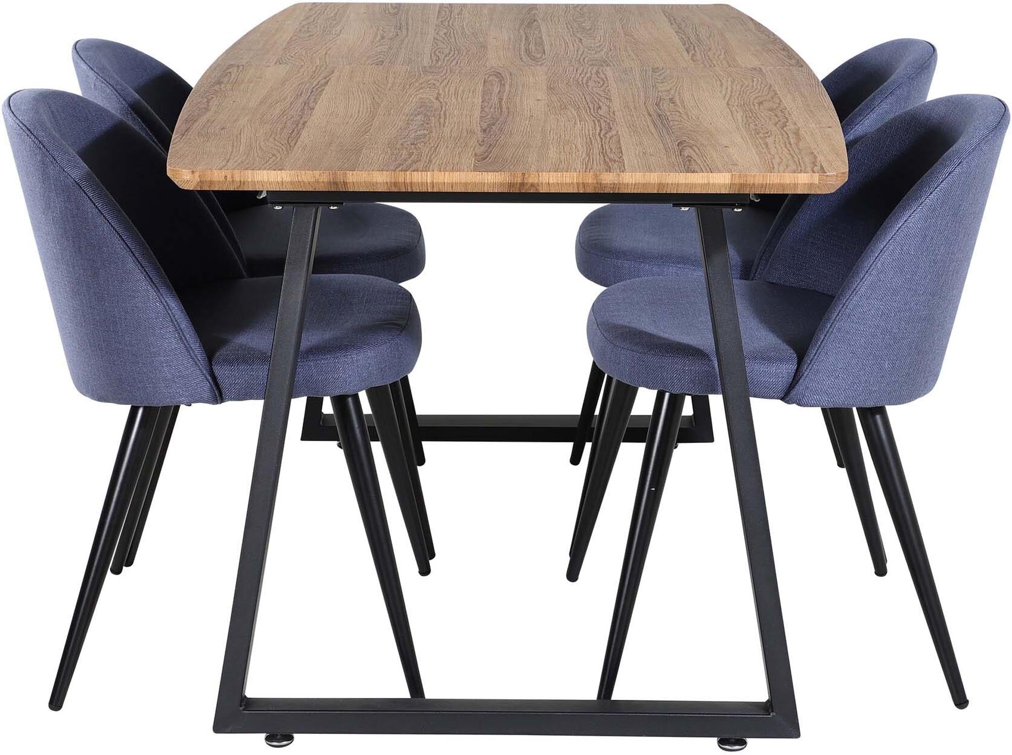 Elegantes Inca Esszimmerset: Ausziehbarer Tisch für bis zu 8 Personen, stilvolle Velvet-Stühle, langlebig und perfekt für gesellige Abende.