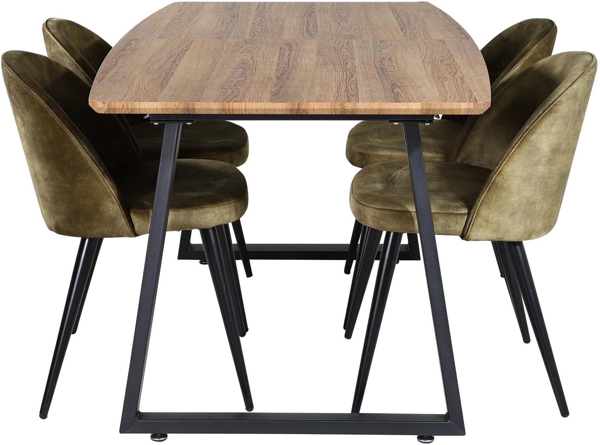 Inca Esszimmerset: Ausziehbar, stilvoll und komfortabel. Perfekt für gesellige Anlässe mit bis zu 8 Personen. Hochwertige Samtstühle inklusive.