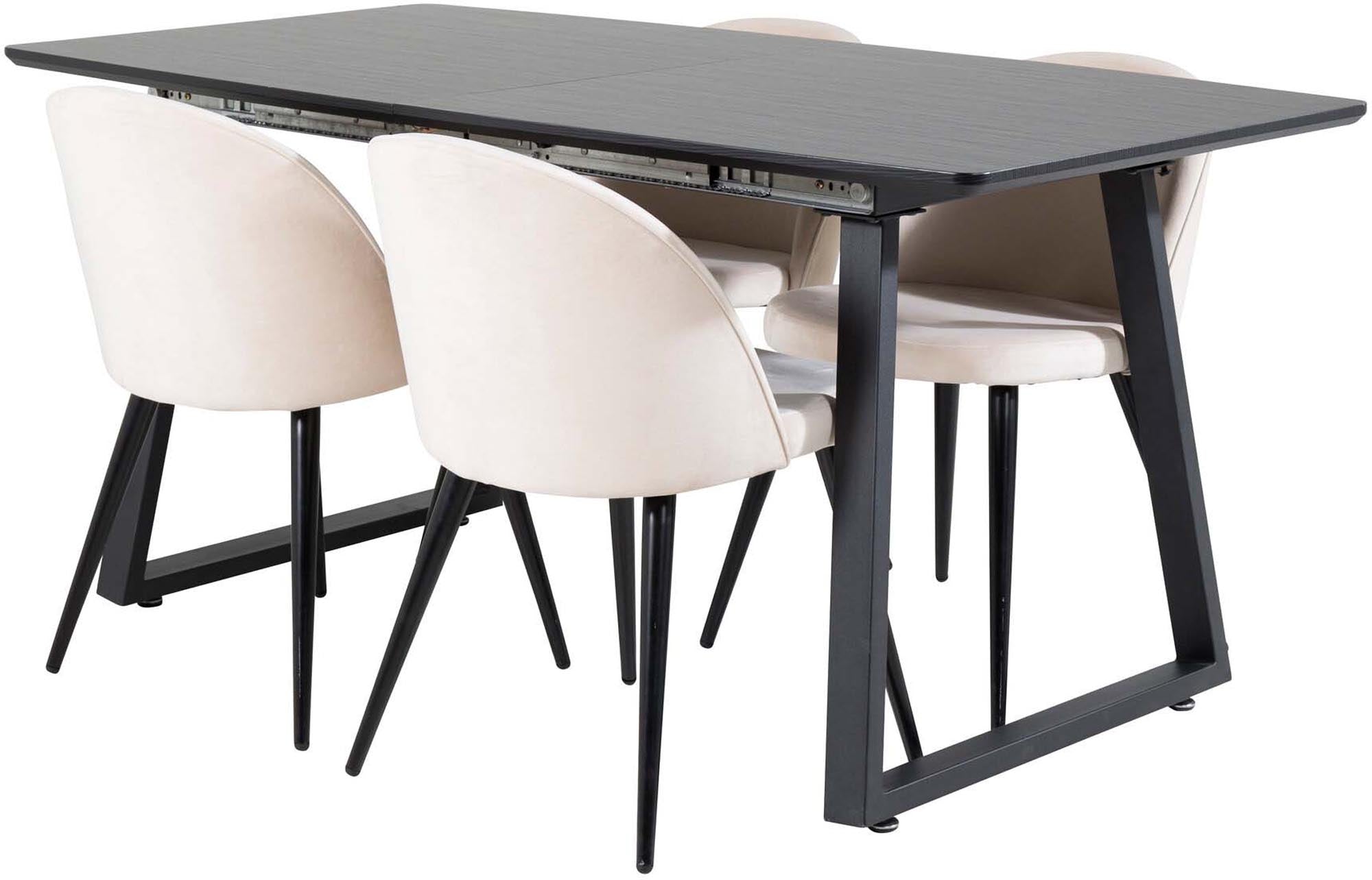 Inca Esszimmerset: Eleganter, ausziehbarer Tisch (160 cm) mit luxuriösen Samt-Stühlen für unvergessliche Familienfeiern und stilvolle Anlässe.