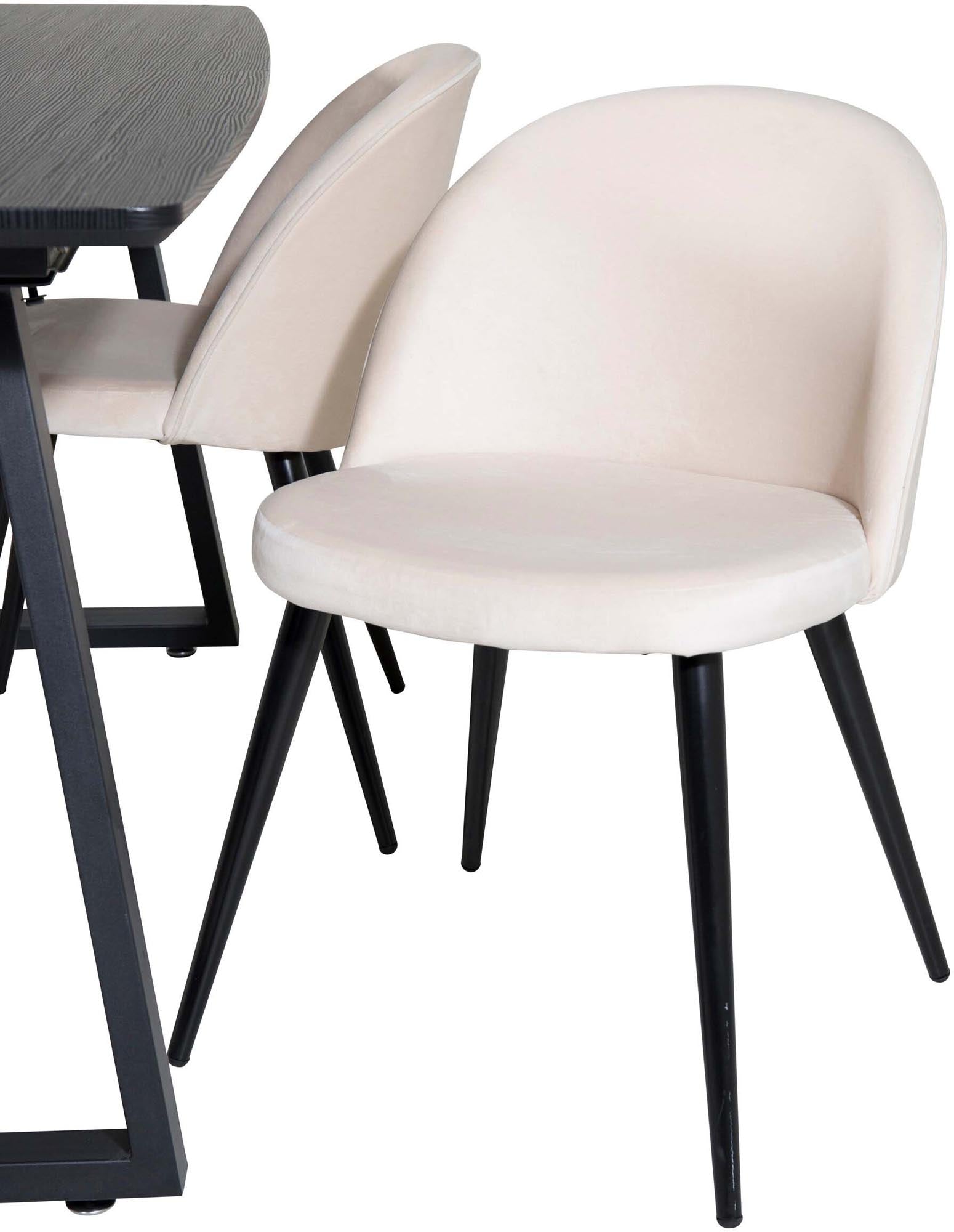 Inca Esszimmerset: Ausziehbarer Tisch (160 cm) und edle Samt-Stühle für Komfort und Stil. Ideal für gesellige Abende und festliche Anlässe.