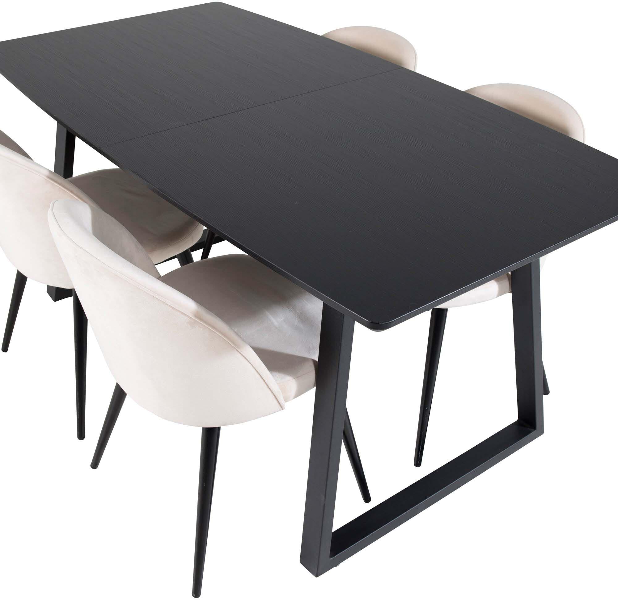 Inca Esszimmerset: Eleganter, ausziehbarer Tisch (160 cm) und luxuriöse Samt-Stühle. Perfekt für gesellige Feiern und stilvolle Mahlzeiten.