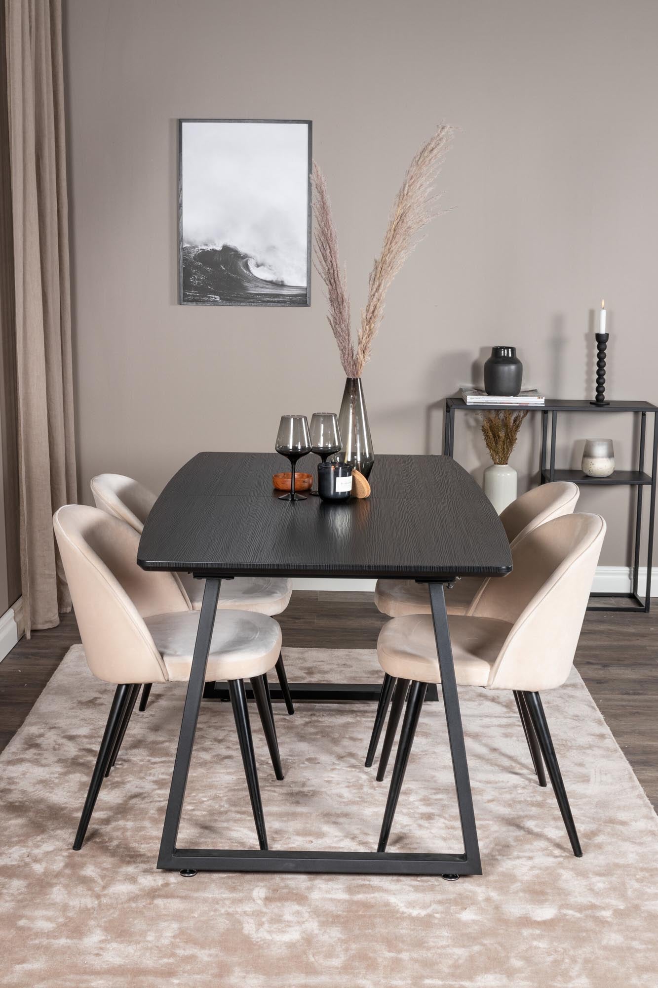 Inca Esszimmerset: Ausziehbar, luxuriöse Samtstühle, ideal für gesellige Anlässe. Stilvolles Design für unvergessliche Momente.