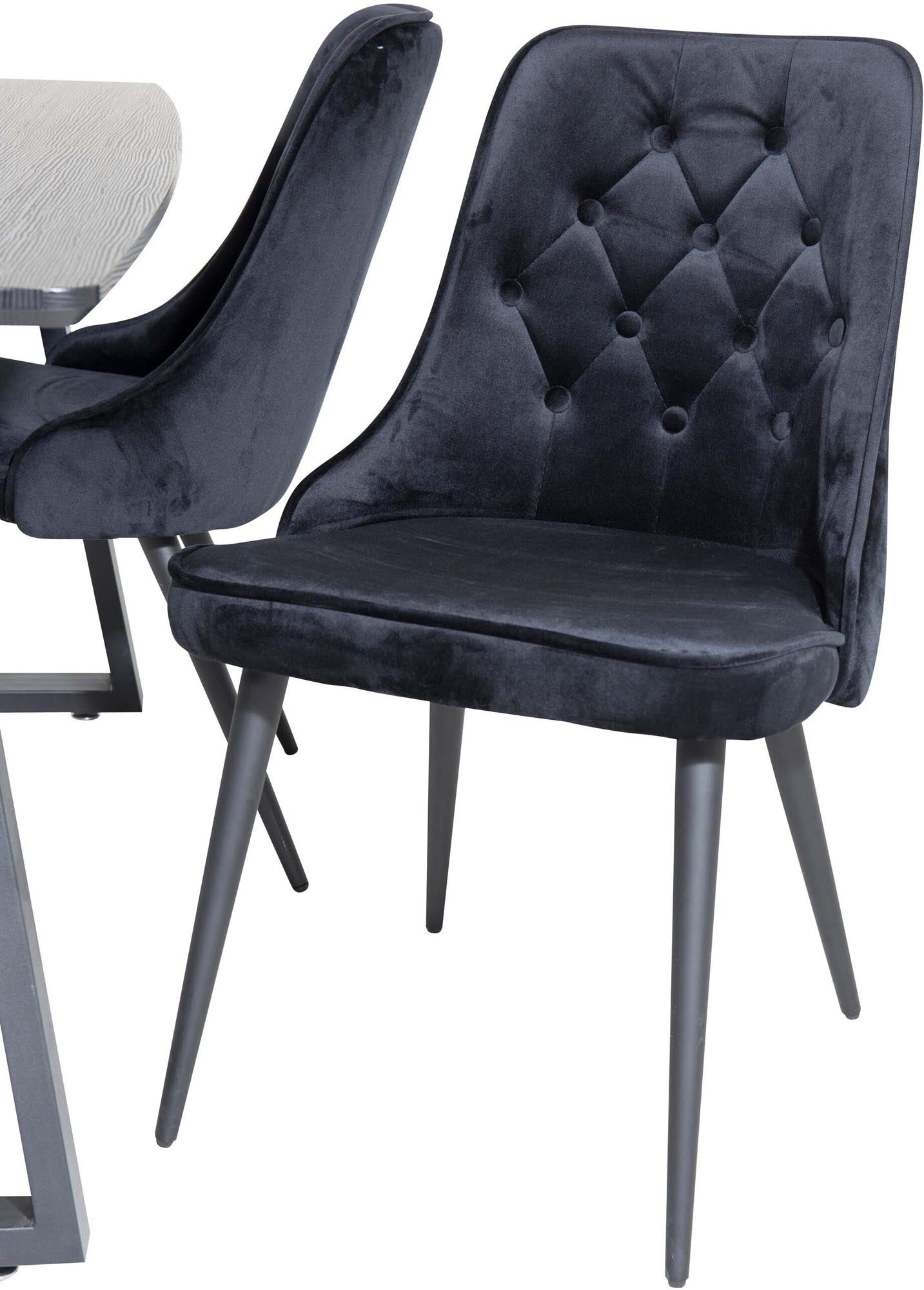 Inca Esszimmerset: Eleganter, ausziehbarer Esstisch (160 cm) mit luxuriösen Samt-Stühlen. Perfekt für bis zu 8 Personen, pflegeleicht und stilvoll.