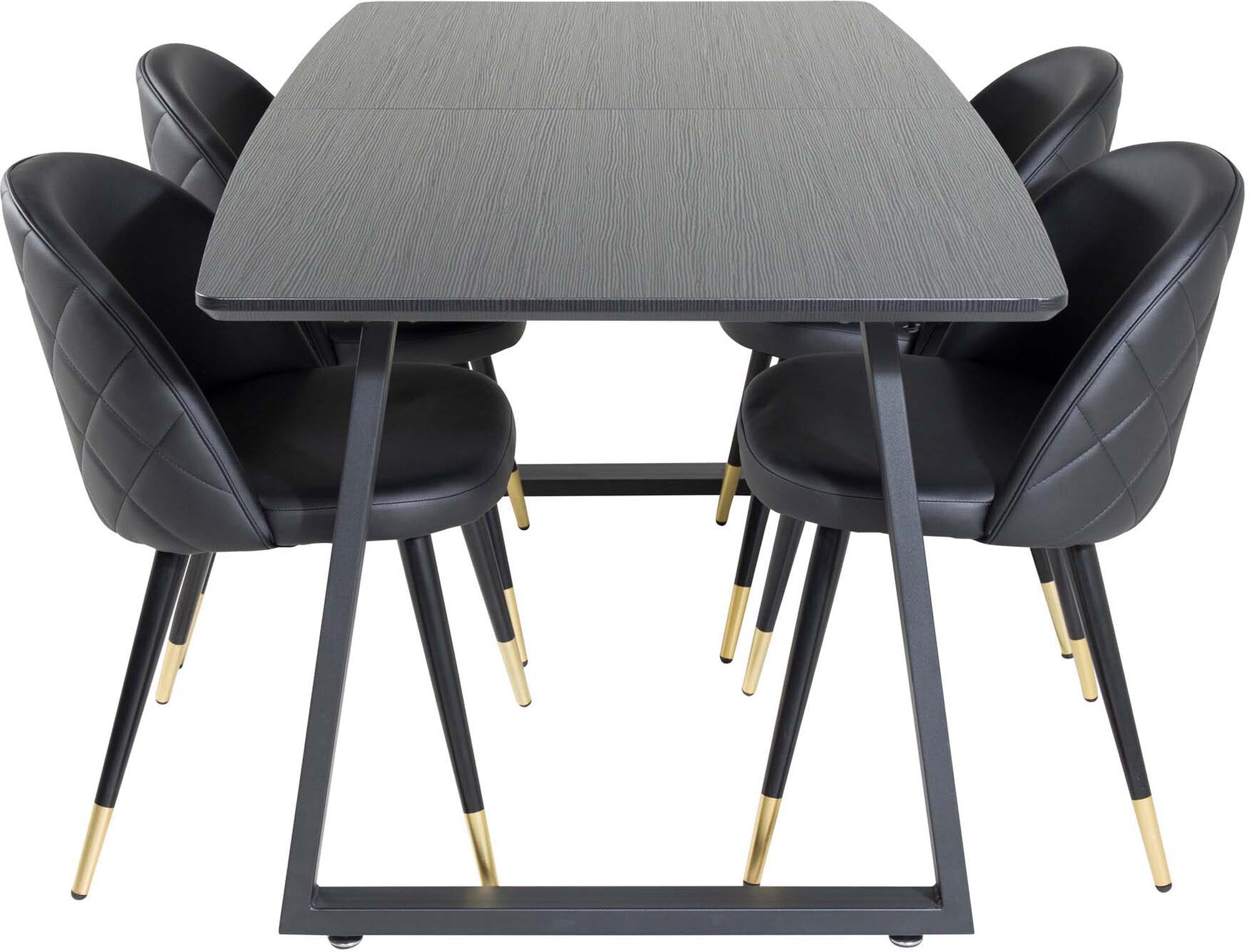 Inca Esszimmerset: Ausziehbarer Tisch (160 cm) und edle Samt-Stühle für Komfort und Stil. Ideal für gesellige Abende und festliche Anlässe.