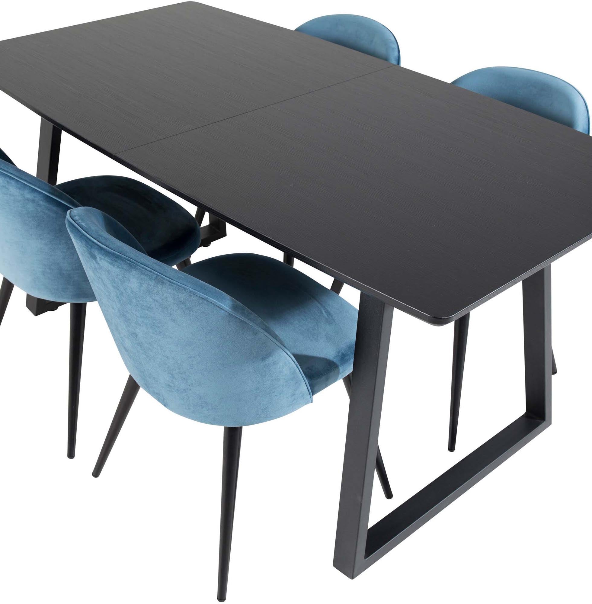 Inca Esszimmerset: Eleganter, ausziehbarer Tisch (160 cm) mit luxuriösen Samt-Stühlen für unvergessliche Familienfeiern und stilvolle Anlässe.