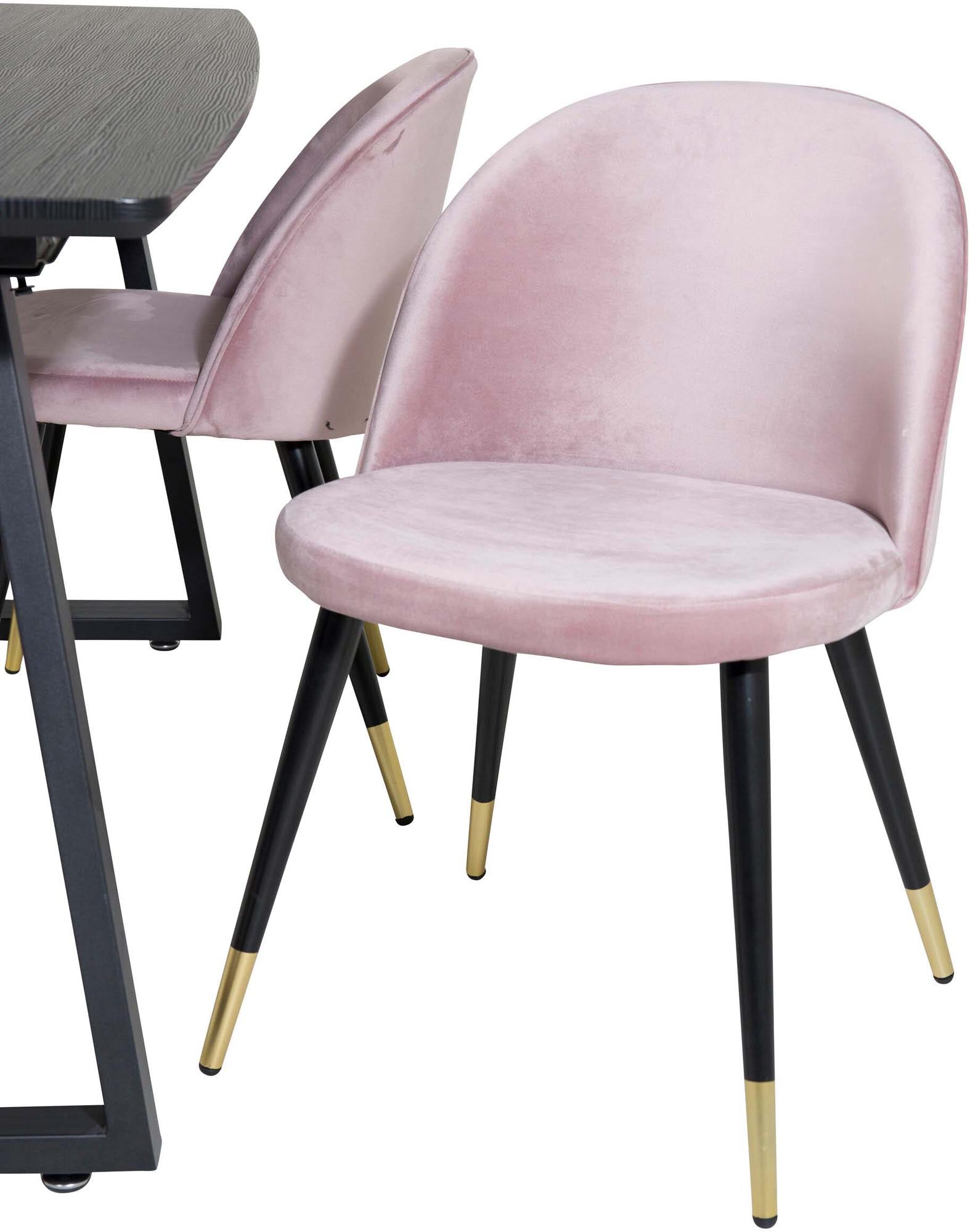 Inca Esszimmerset: Eleganter, ausziehbarer Tisch (160 cm) mit luxuriösen Samt-Stühlen für stilvolle Familienfeiern und gesellige Abende.