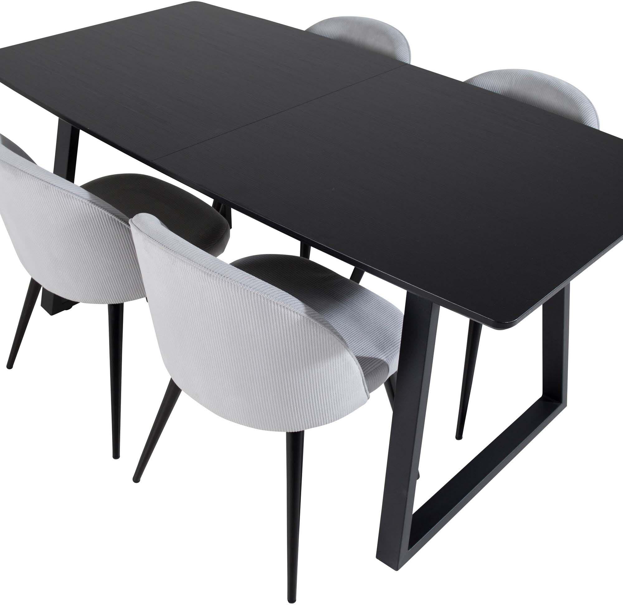 Inca Esszimmerset: Eleganter, ausziehbarer Tisch (160 cm) mit luxuriösen Samt-Stühlen für stilvolle Familienfeiern und gesellige Abende.