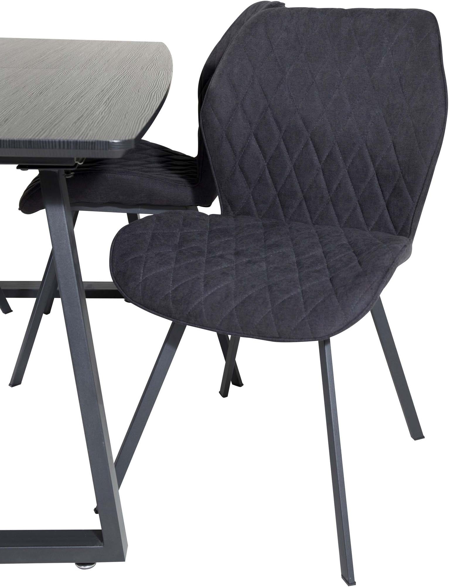 Modernes Inca Esszimmerset Gemma: Ausziehbarer Tisch für gesellige Abende, kombiniert mit stilvollen Stühlen für einladende Atmosphäre.