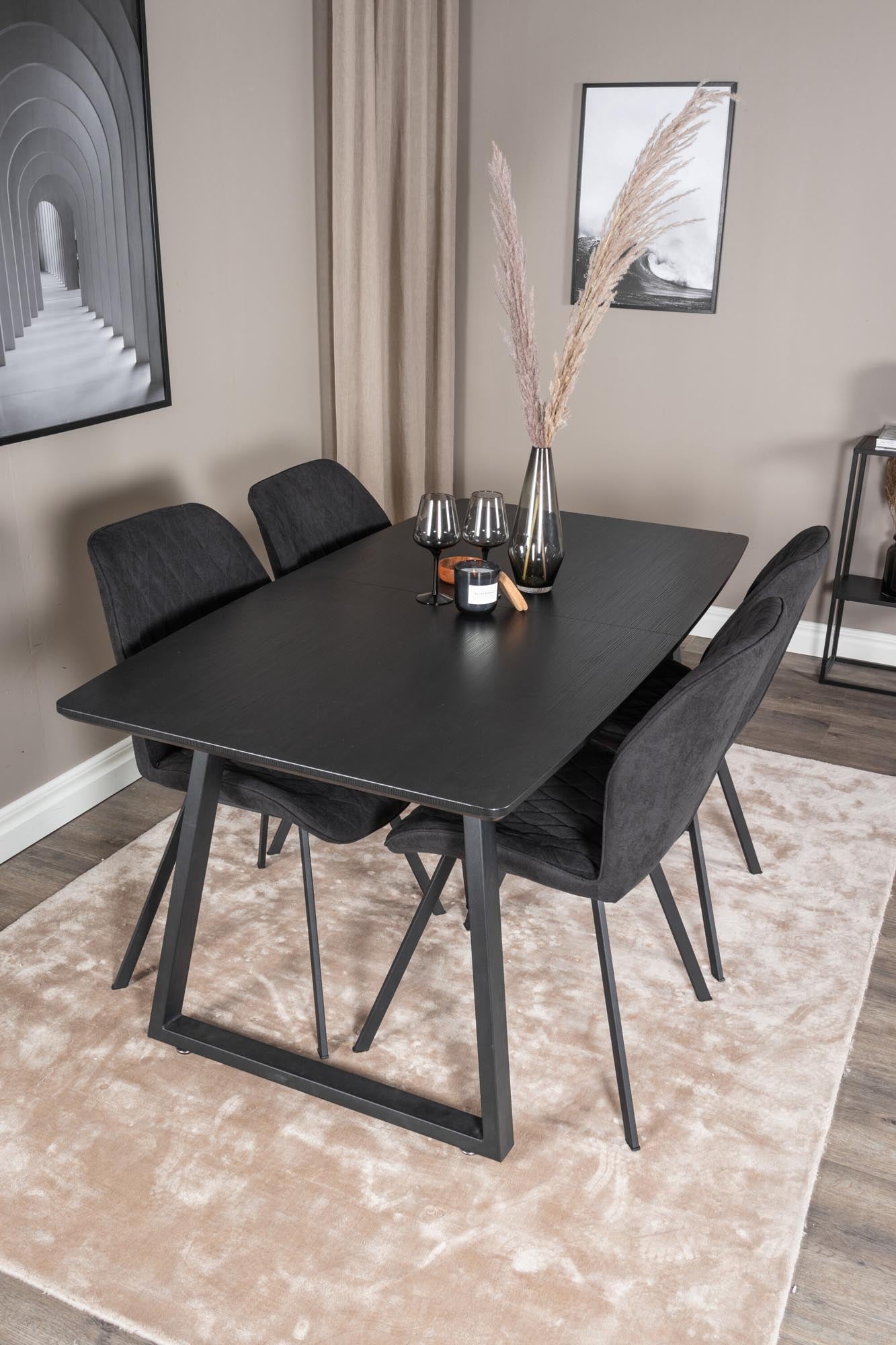 Inca Esszimmerset ausziehbar (Gemma) 160cm/4St. in Schwarz präsentiert im Onlineshop von KAQTU Design AG. Esszimmerset ist von Venture Home